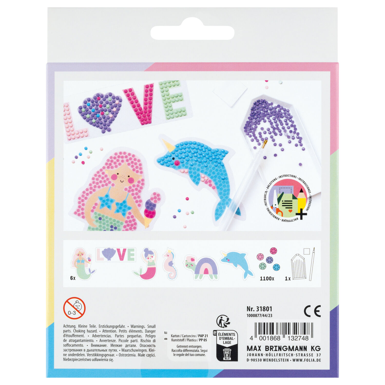 NEU Diamond Painting Set Mermaid, Komplettset fr 6 Sticker, inkl. Zubehr & Anleitung Bild 2