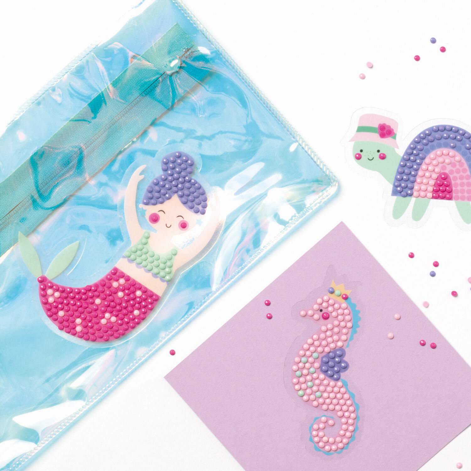 NEU Diamond Painting Set Mermaid, Komplettset fr 6 Sticker, inkl. Zubehr & Anleitung Bild 3