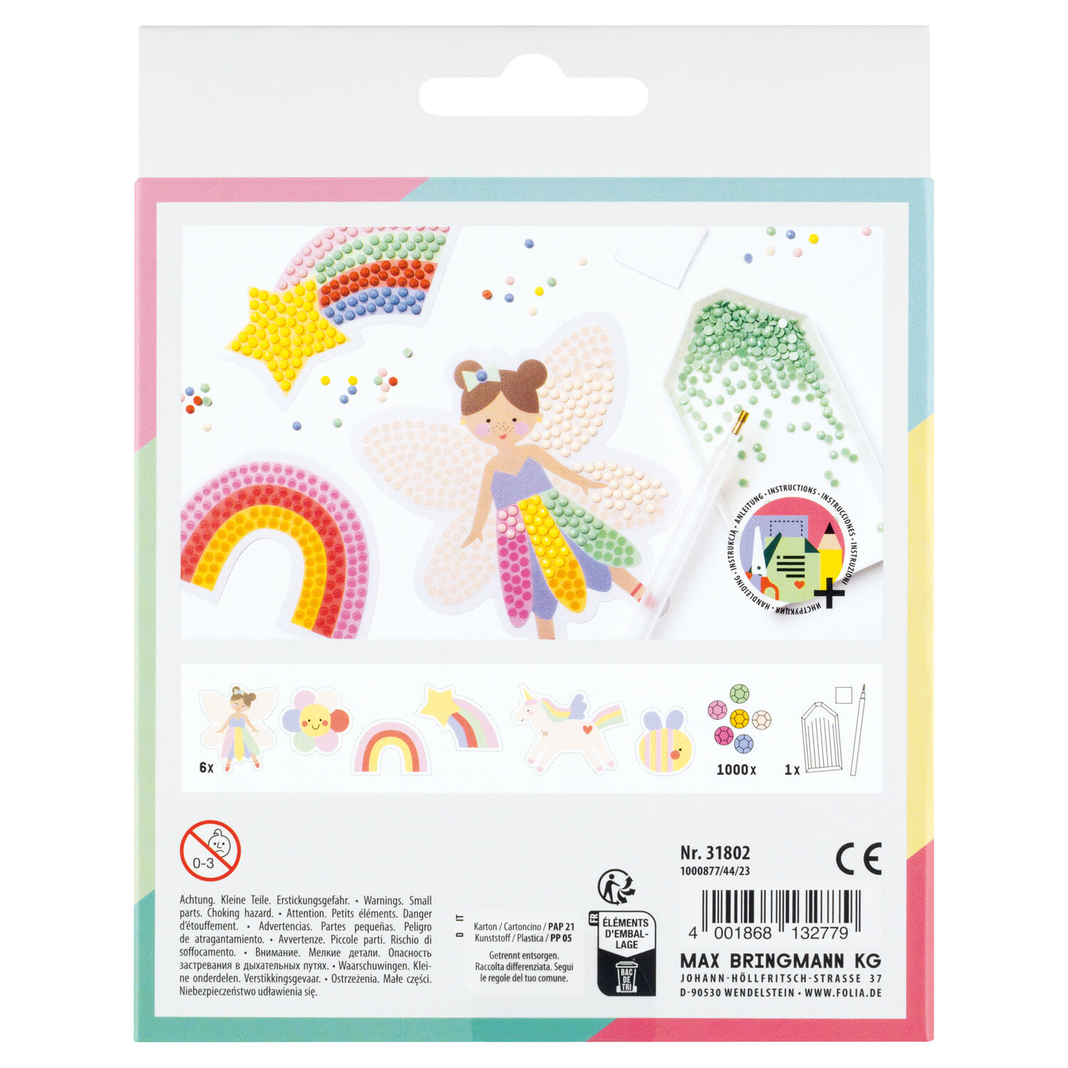 NEU Diamond Painting Set Rainbow, Komplettset fr 6 Sticker, inkl. Zubehr & Anleitung Bild 2