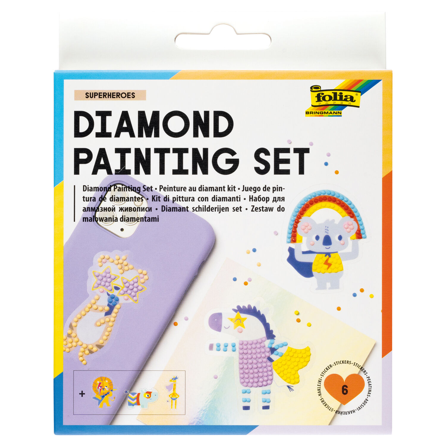 NEU Diamond Painting Set Superheroes, Komplettset fr 6 Sticker, inkl. Zubehr & Anleitung