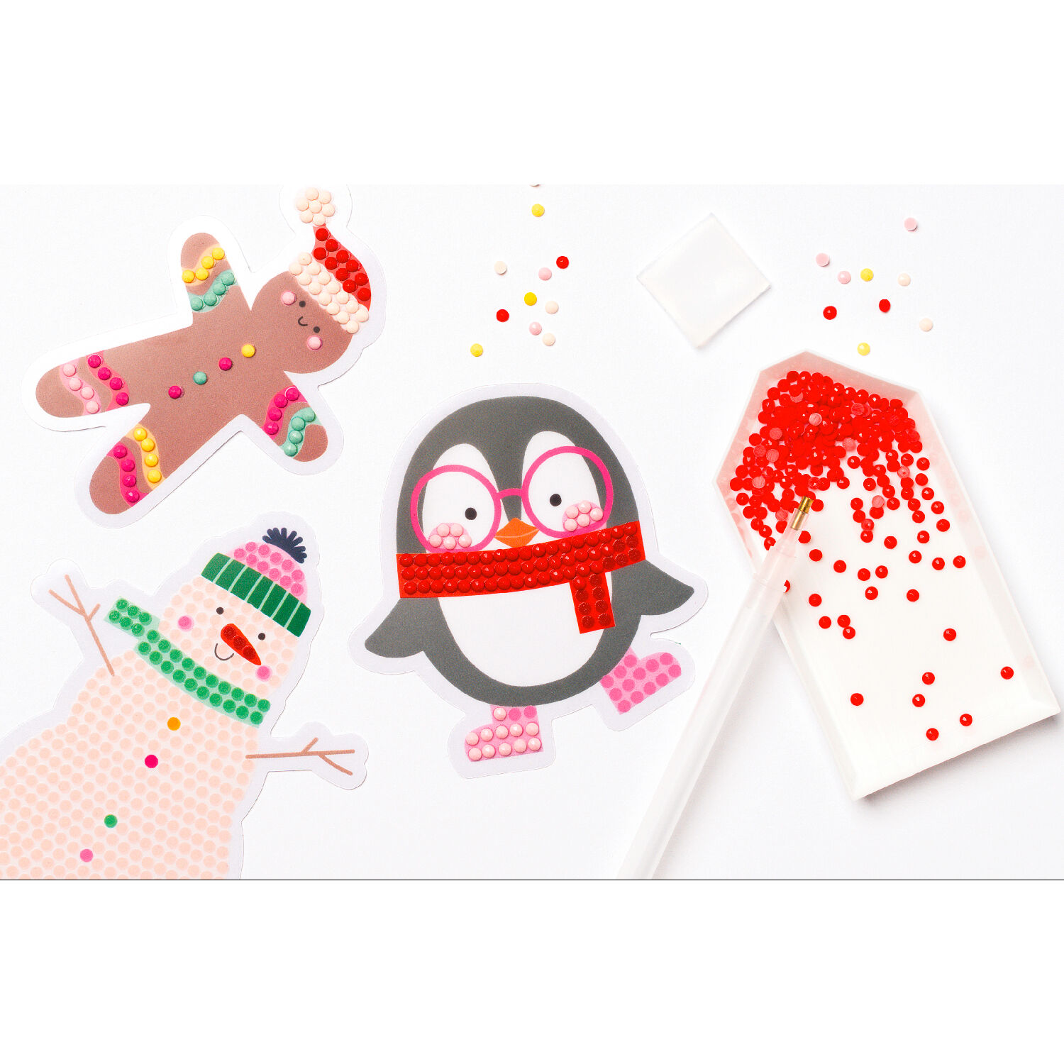 Diamond Painting Set Christmas, Komplettset fr 6 Sticker, inkl. Zubehr & Anleitung Bild 4