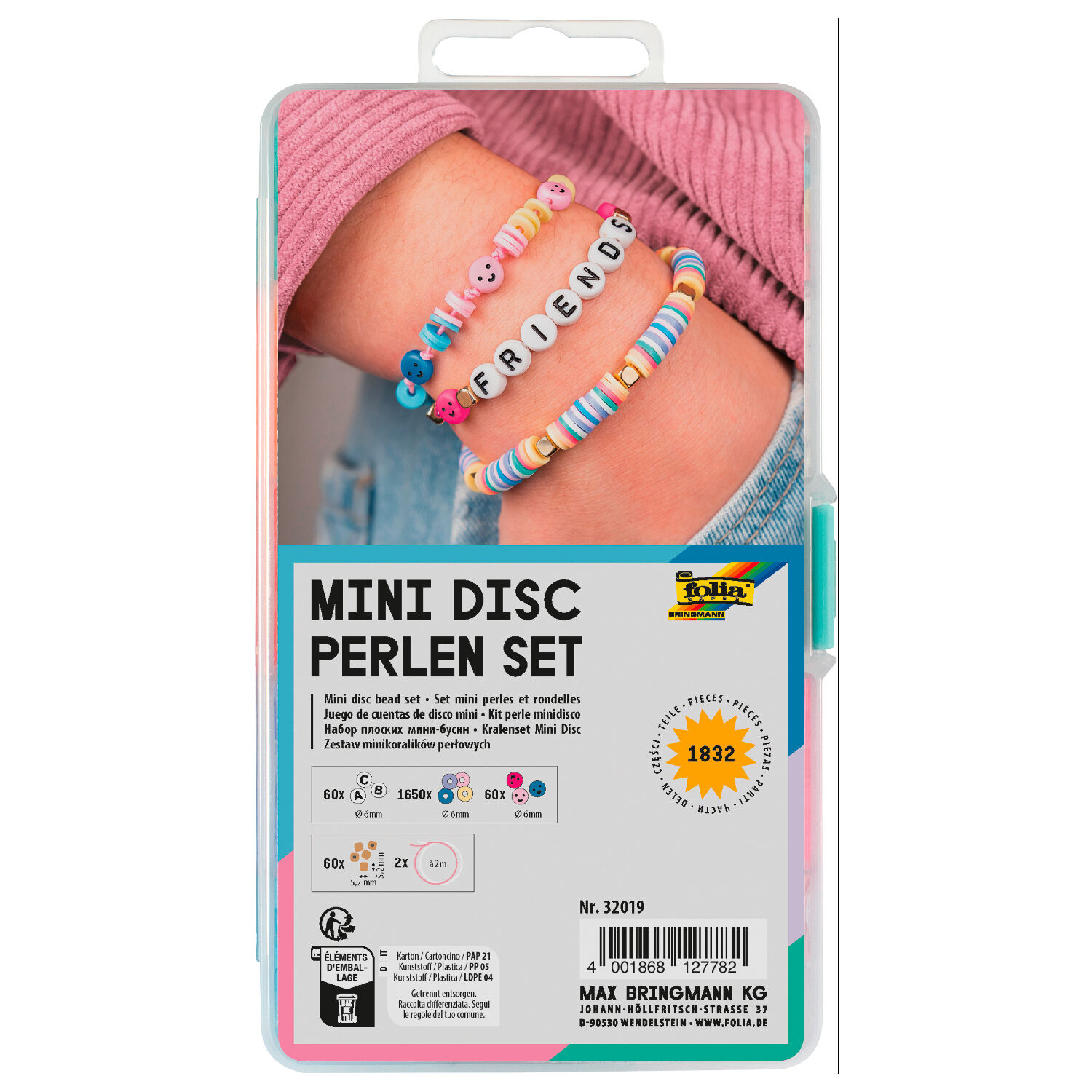 Mini Disc Perlen Set, Box mit 1832 Teilen sortiert