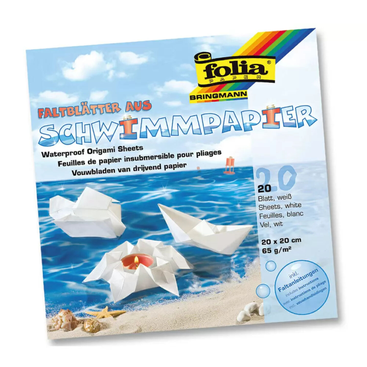 Schwimmpapier, 20x20cm, 20 Blatt, 65g/m