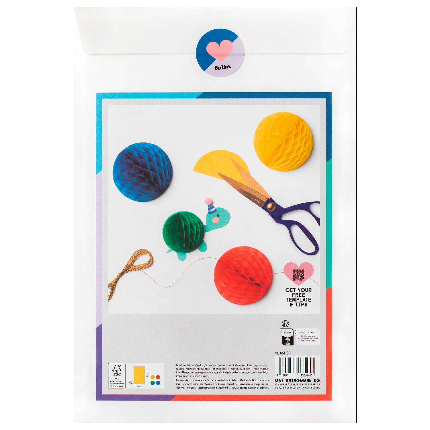 Wabenpapier Basic, 30-lagig, 21x33cm, 4 Blatt, farbig sortiert Bild 2