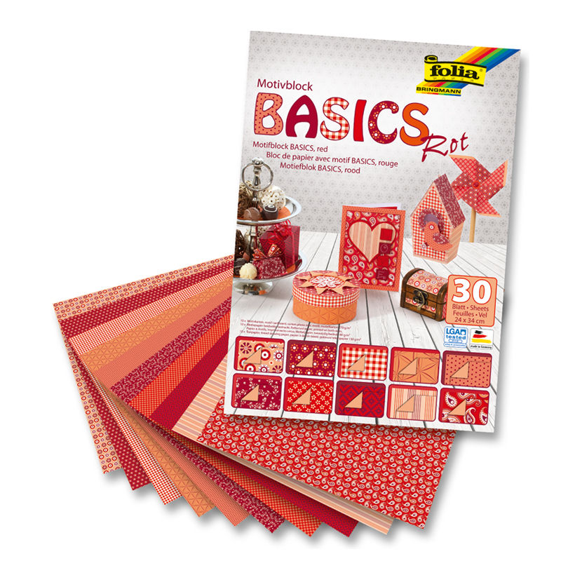 Motivblock BASICS Rot, 24x34 cm, 30 Bogen