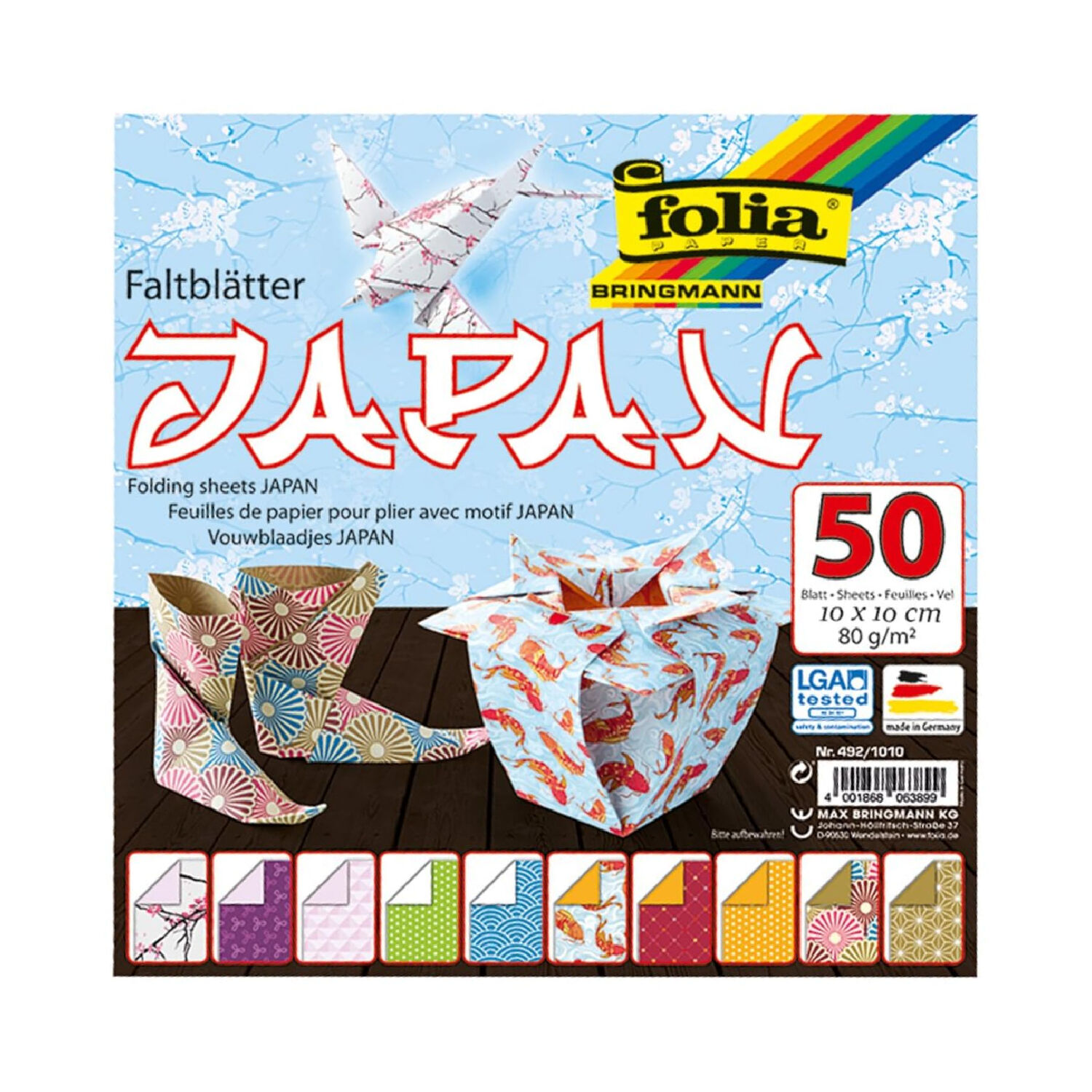 Faltbltter Japan, 50 Blatt, 10 x 10 cm