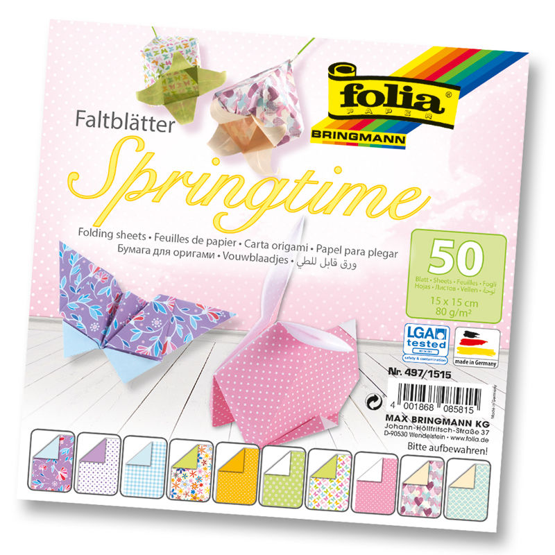 Faltbltter SPRINGTIME, 50 Blatt, 15 x 15 cm