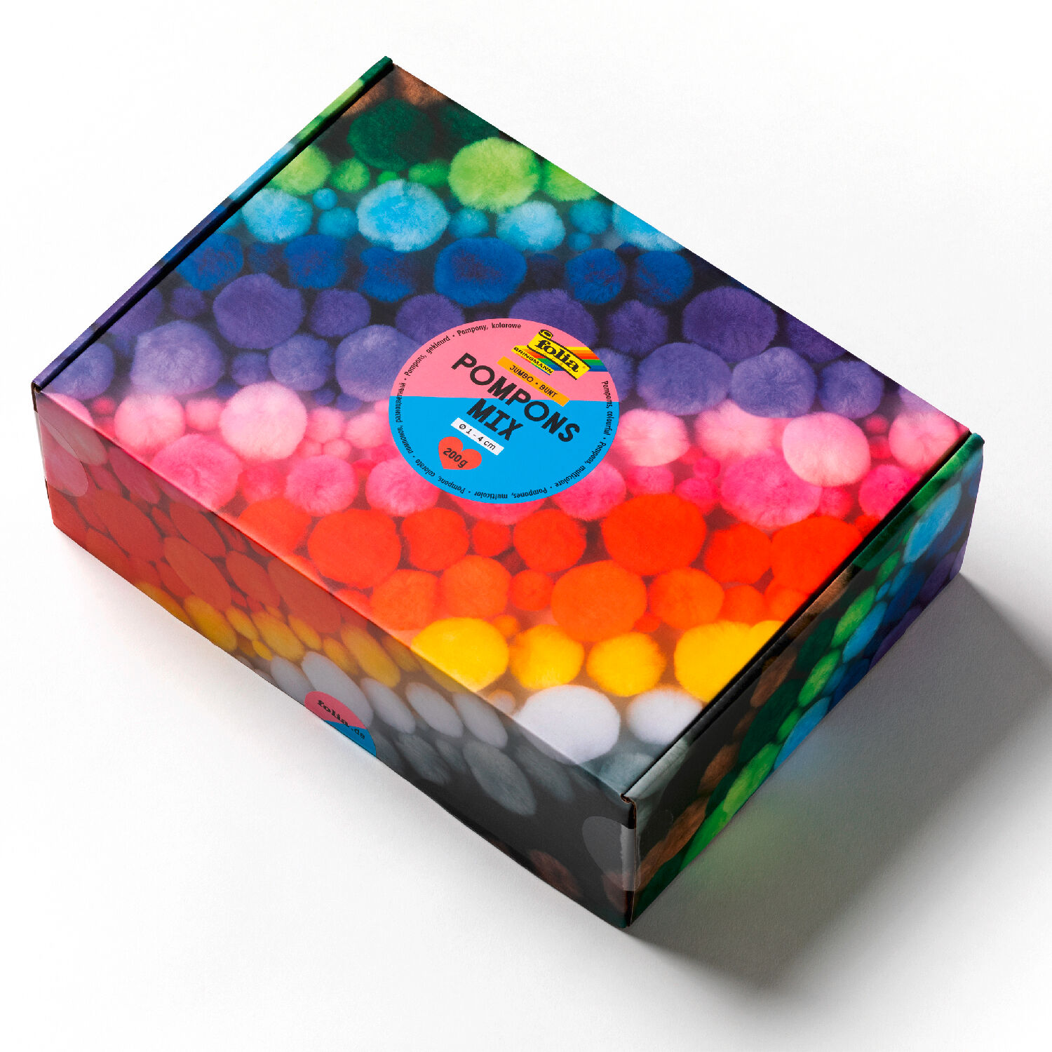 Pompons Mix Jumbo Bunt, 200g,  1/2/3/4cm, farbig sortiert Bild 3