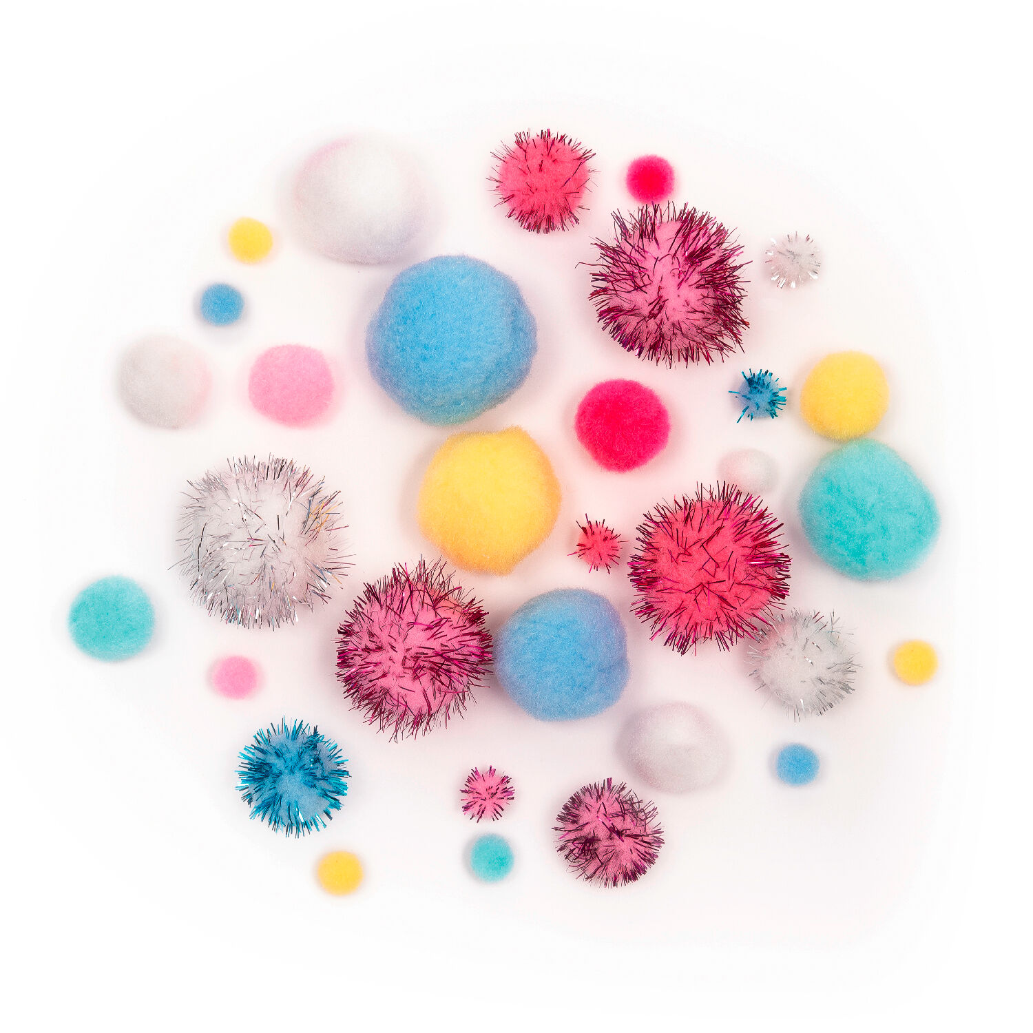 Pompons Einhorn, 30 Stck, 1-4cm, sortierte Farben Bild 2