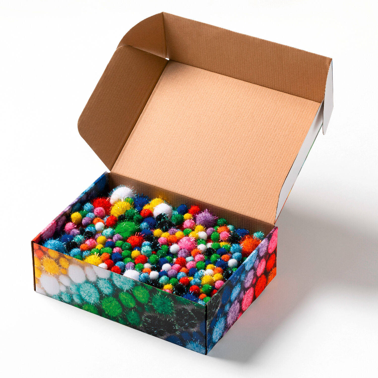 Pompons Mix Box Jumbo Glitter, 300g, ca. 730 Stück, Ø 1,5-4cm, farbig sortiert Bild 2