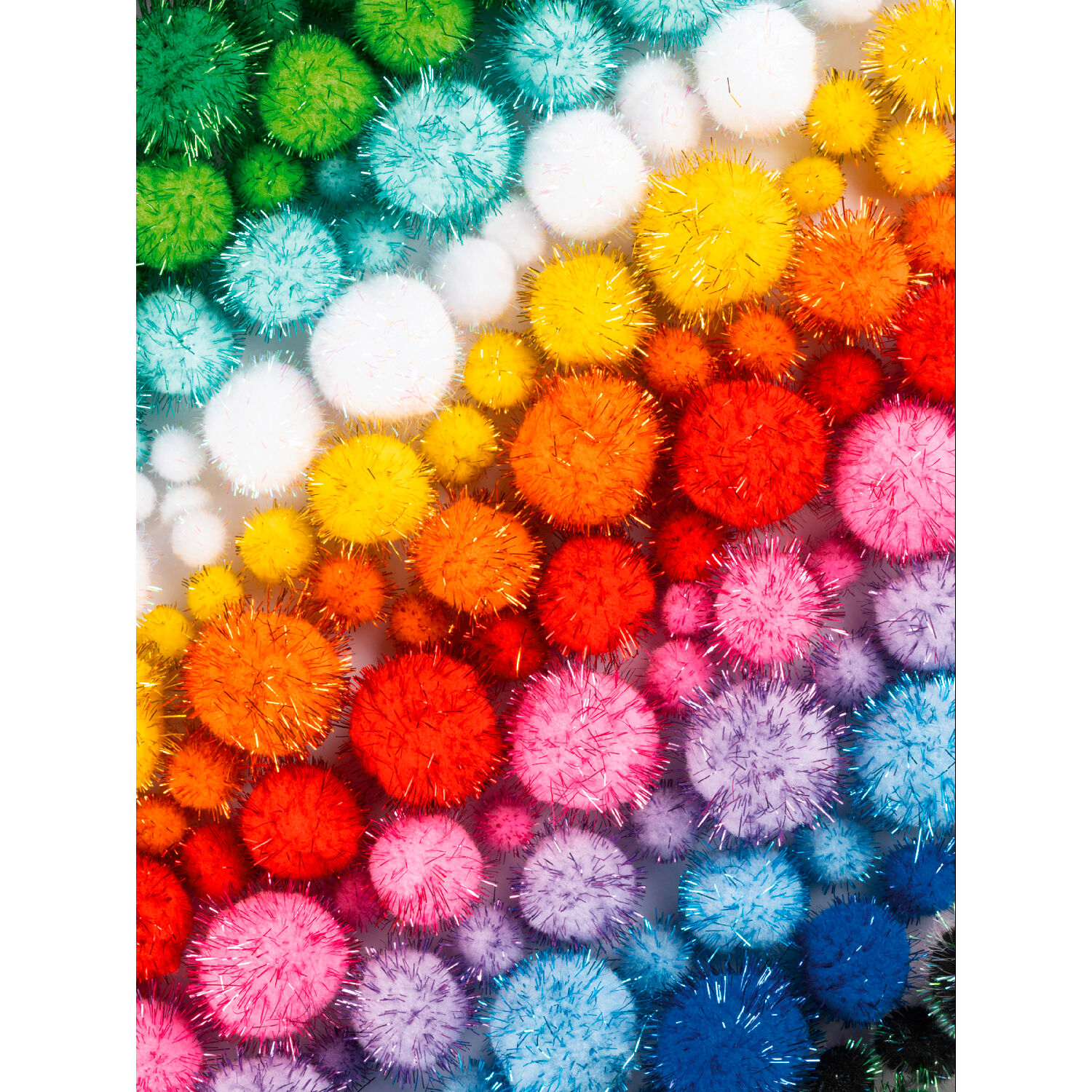 Pompons Mix Box Jumbo Glitter, 300g, ca. 730 Stück, Ø 1,5-4cm, farbig sortiert Bild 4