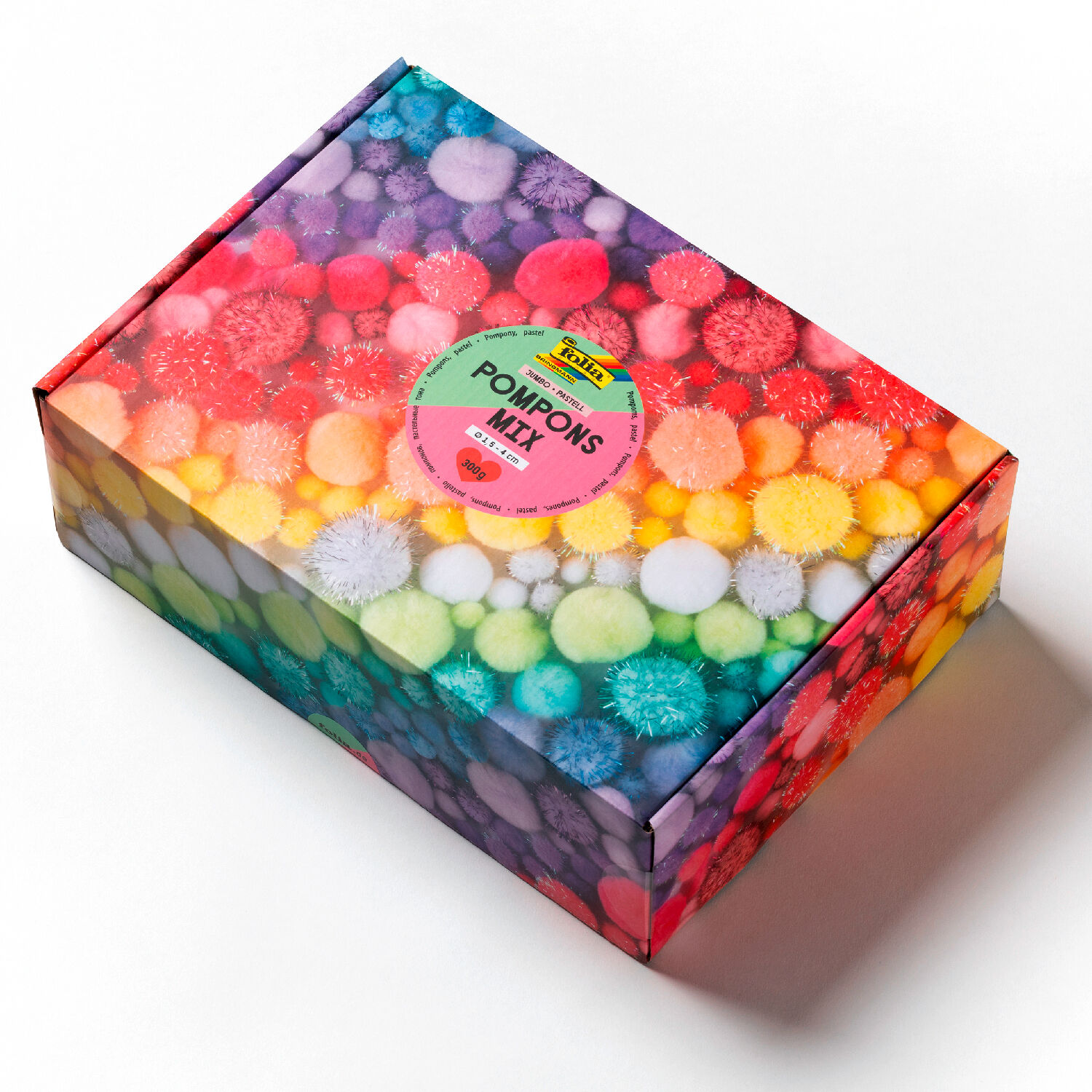 Pompons Mix Box Jumbo Pastell, 300g, ca. 900 Stck,  1,5-4cm, farbig sortiert Bild 3