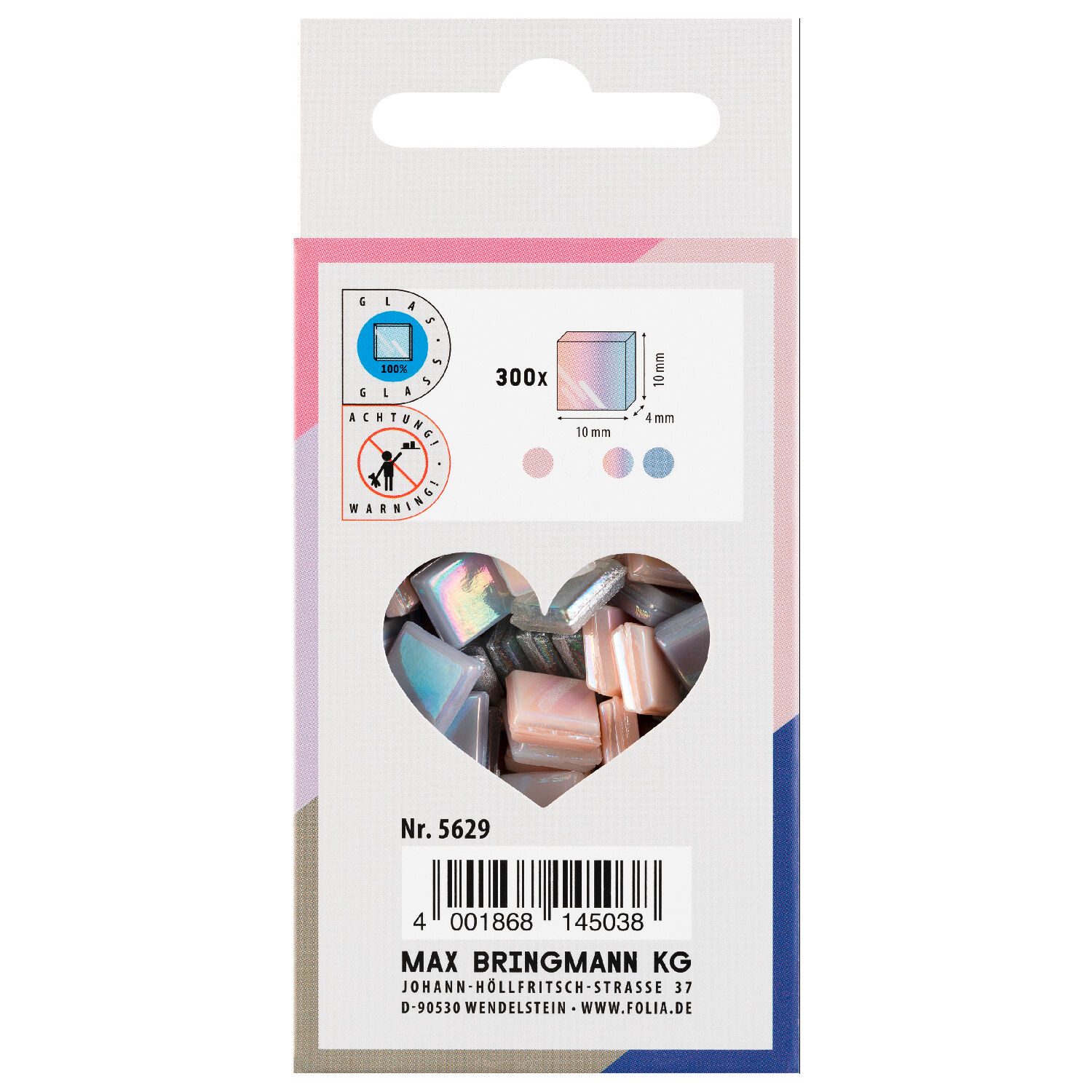 Mosaik-Glassteine Irisierend, 10x10mm, 300 Stck, ca. 250g, farbig sortiert Bild 2