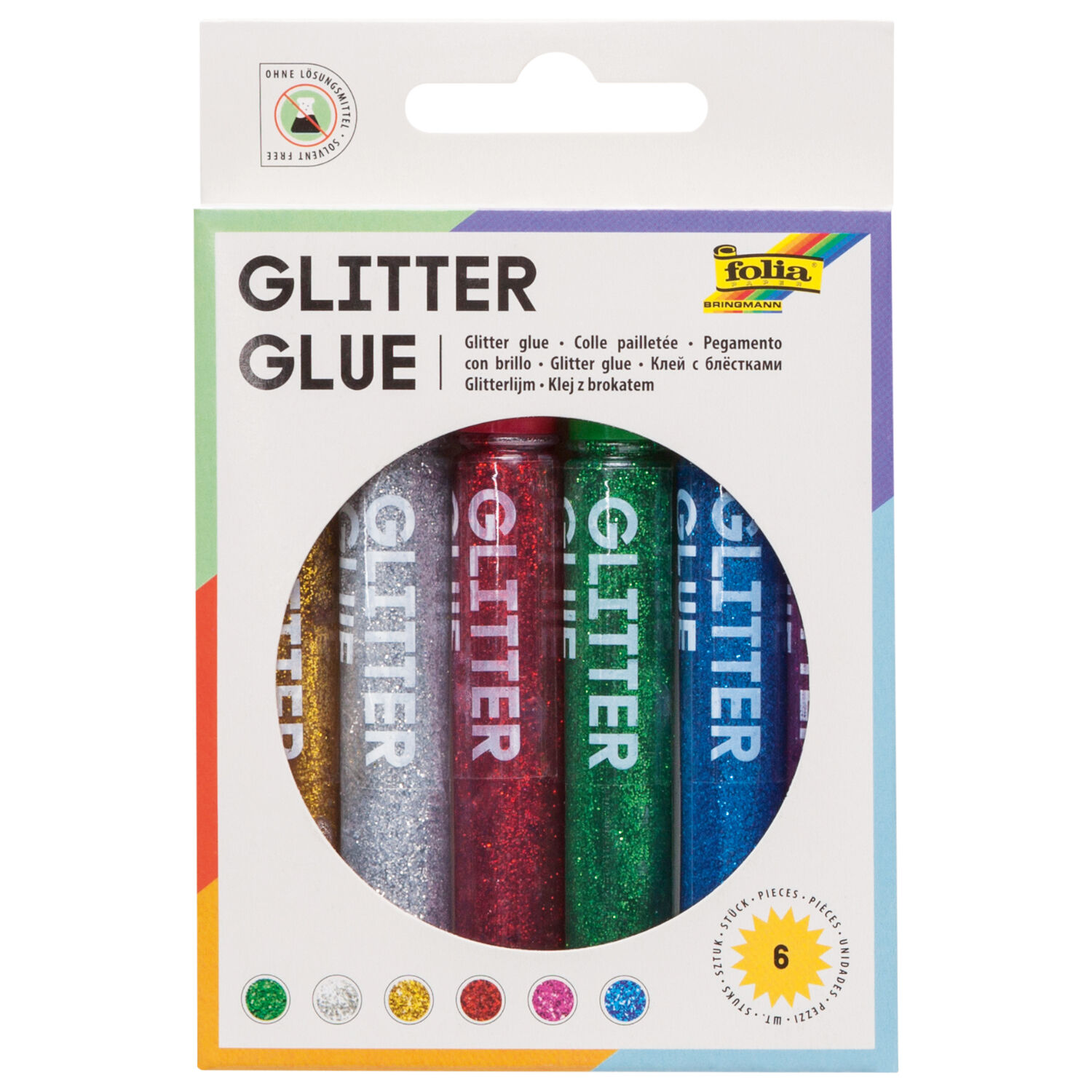 Glitter Glue 6er,6 Klebestifte mit je 9,5ml Inhalt