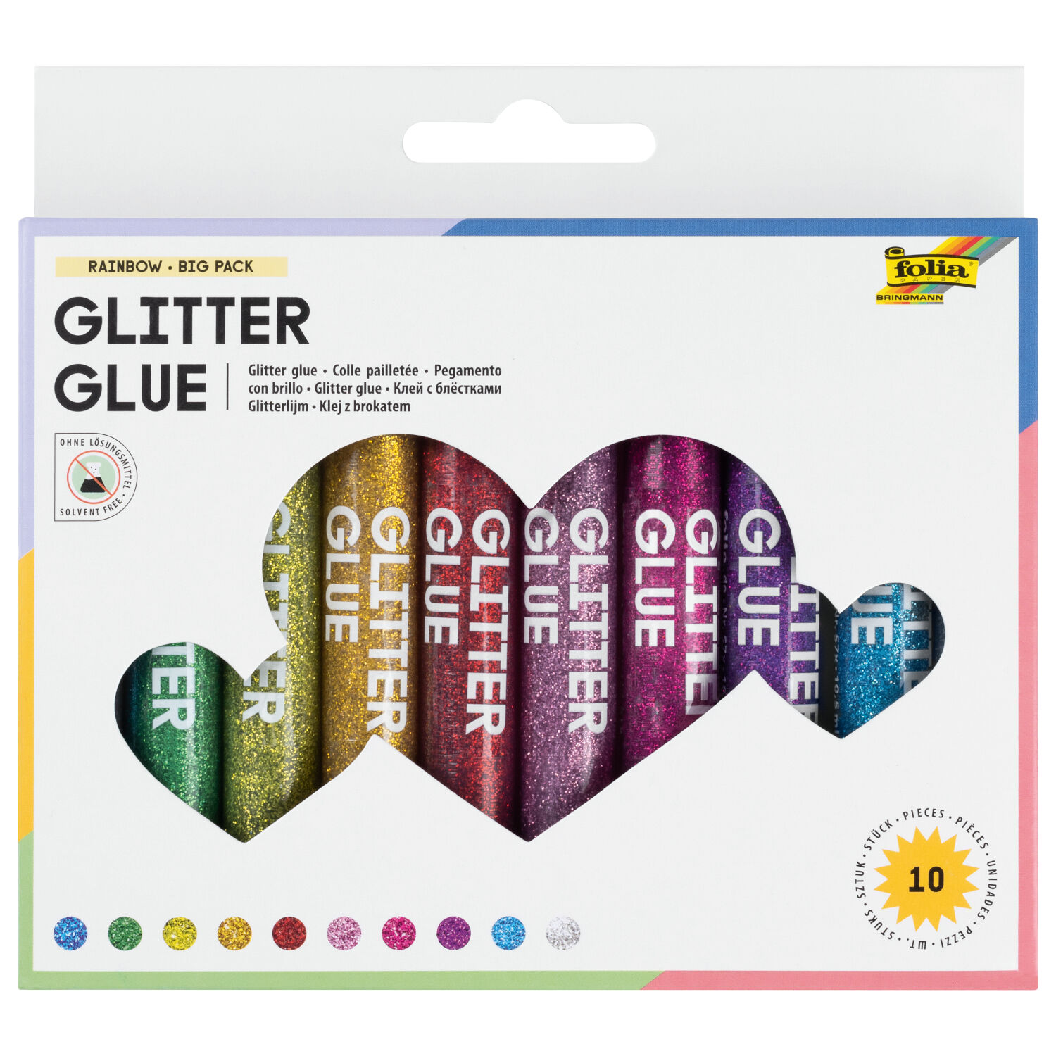 Glitter Glue 10er, 10 Klebestifte, je 9,5ml Inhalt
