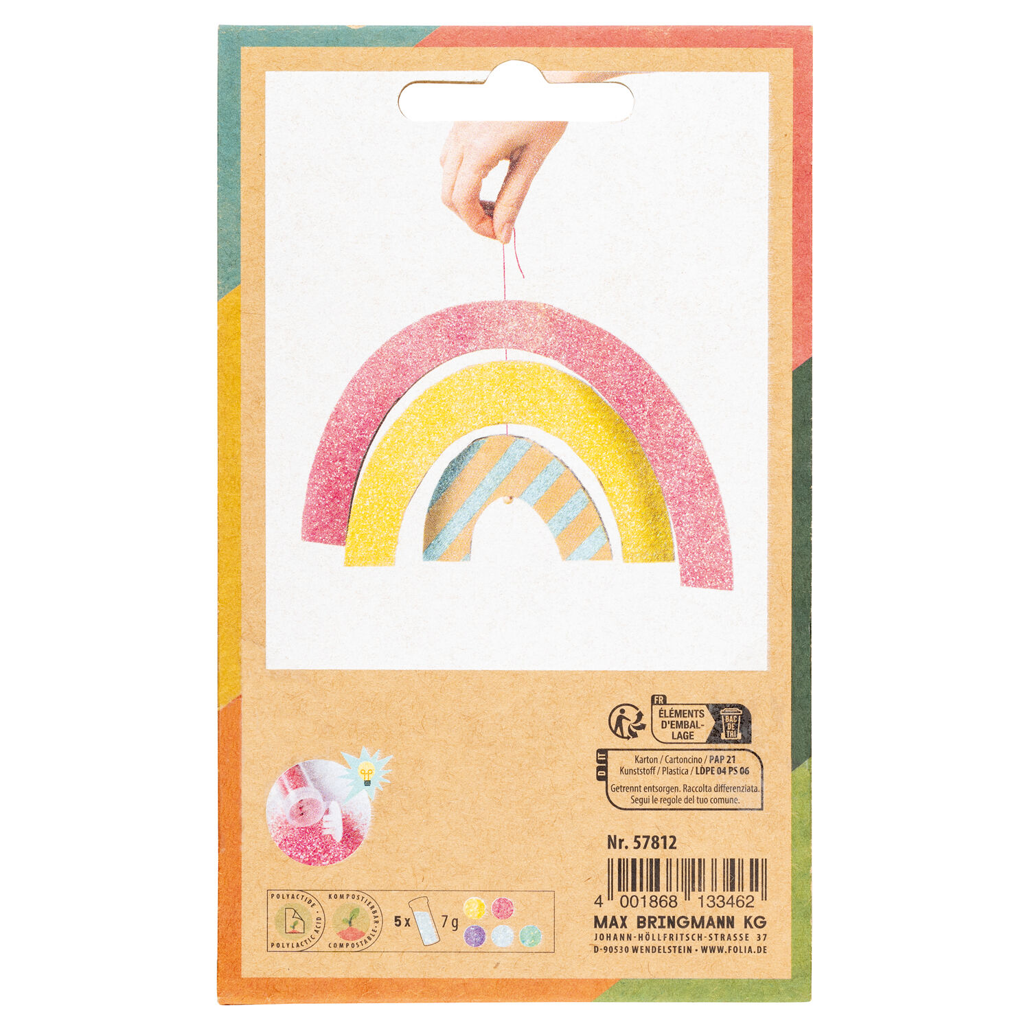 NEU Organic Bio Glitter Mix Rainbow, 5x 7g, farbig sortiert Bild 2