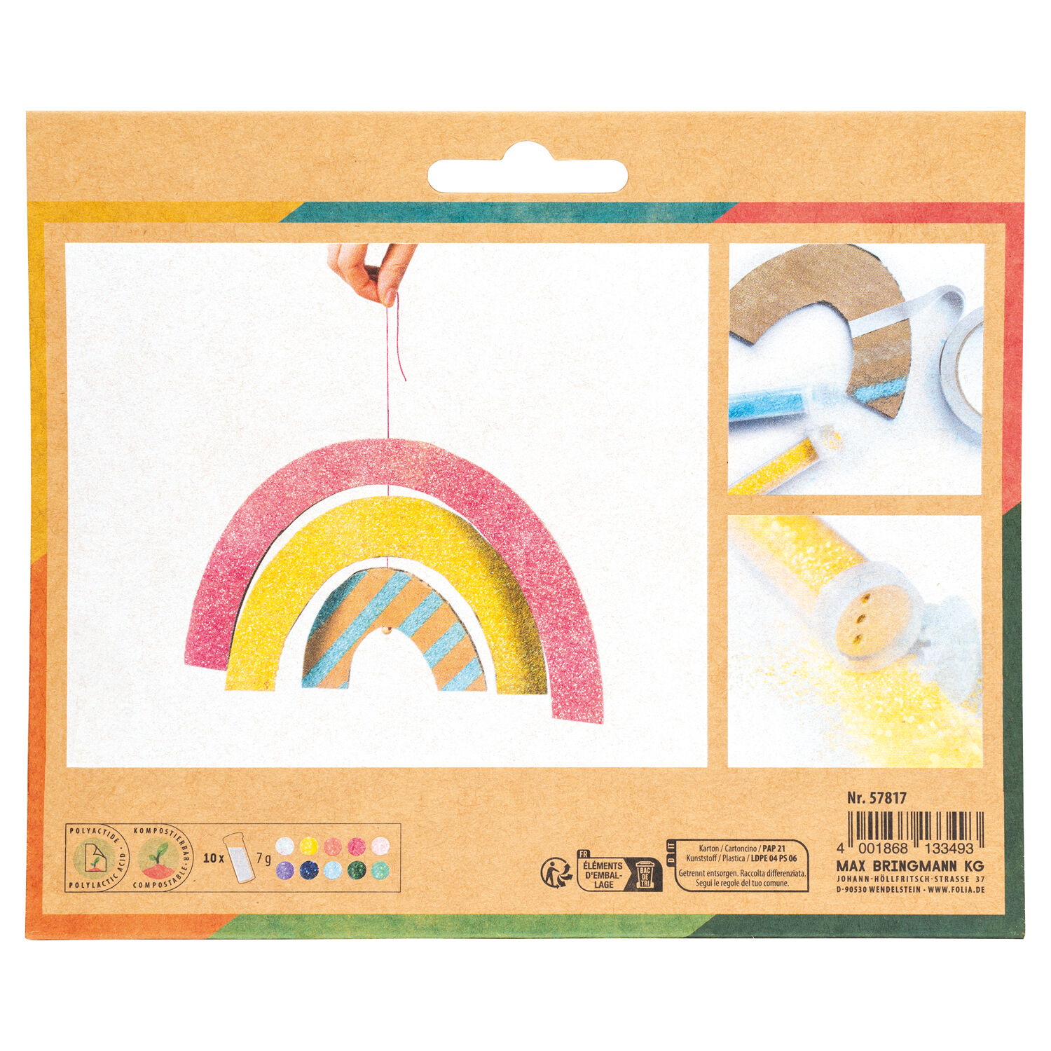 NEU Organic Bio Glitter Megapack Rainbow, 10x 7g, farbig sortiert Bild 2