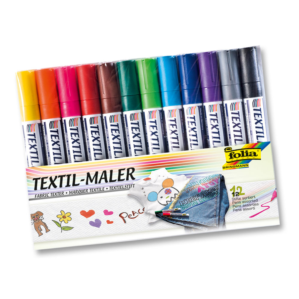 Textilmaler in 12 Farben, sortiert