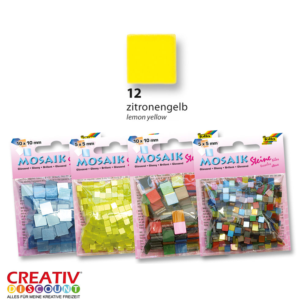 SALE Mosaik Kunstharz Gl�nzend 10x10mm 45g Zitronengelb