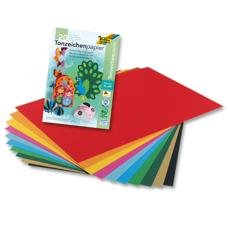 Tonpapier, 20 Bogen, 10 Farben, DIN A4