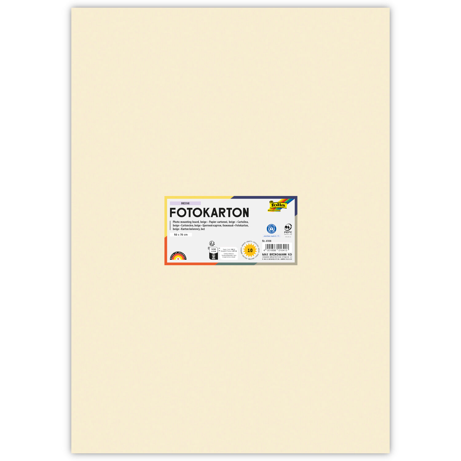 Fotokarton 10 Bogen, 300 g/qm, 50x70 cm, Beige