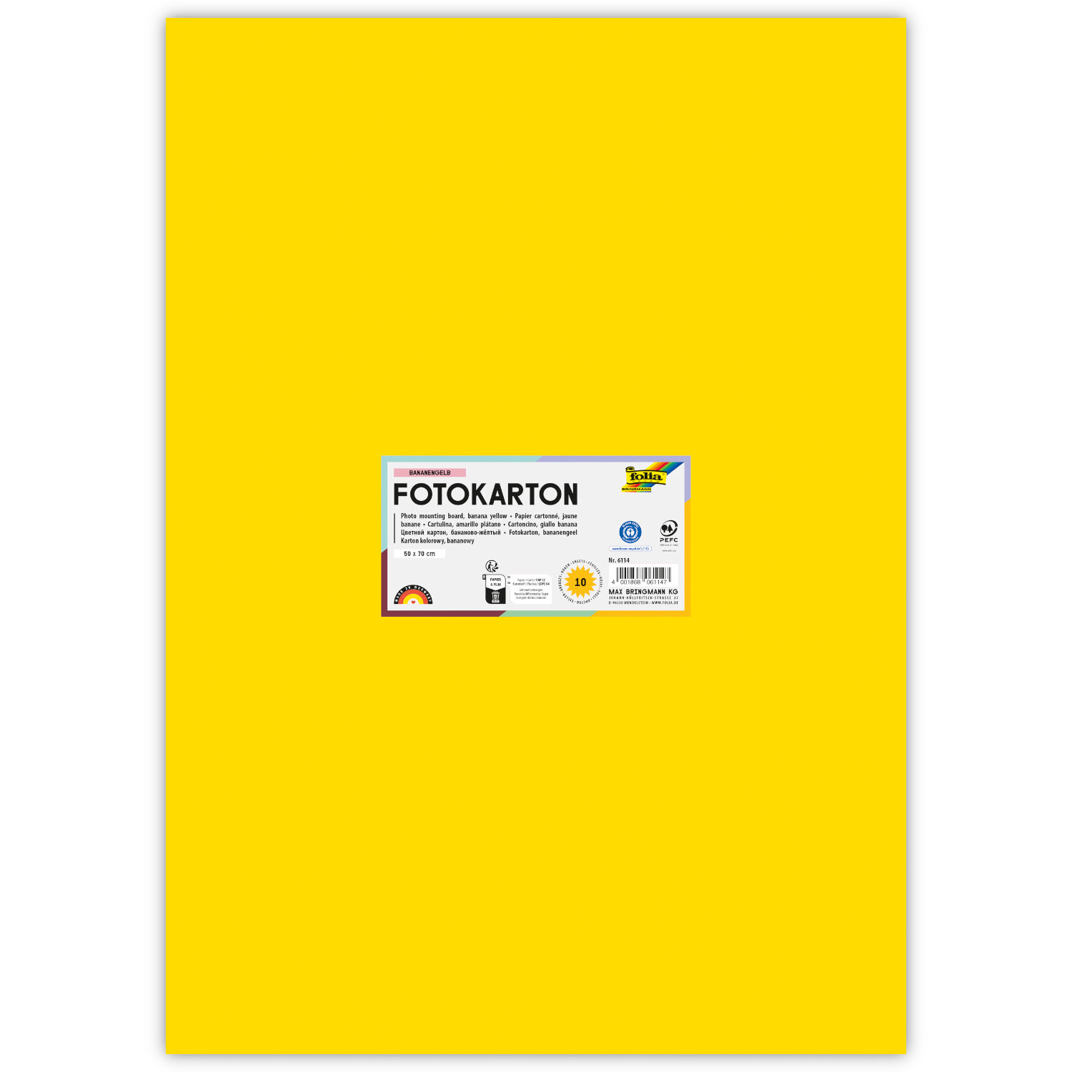 Fotokarton 300g/qm 50x70 cm, Bananen-Gelb, 1 Bogen