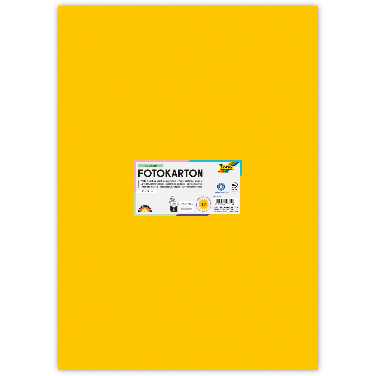 Fotokarton 300g/qm 50x70 cm, Gold-Gelb, 1 Bogen