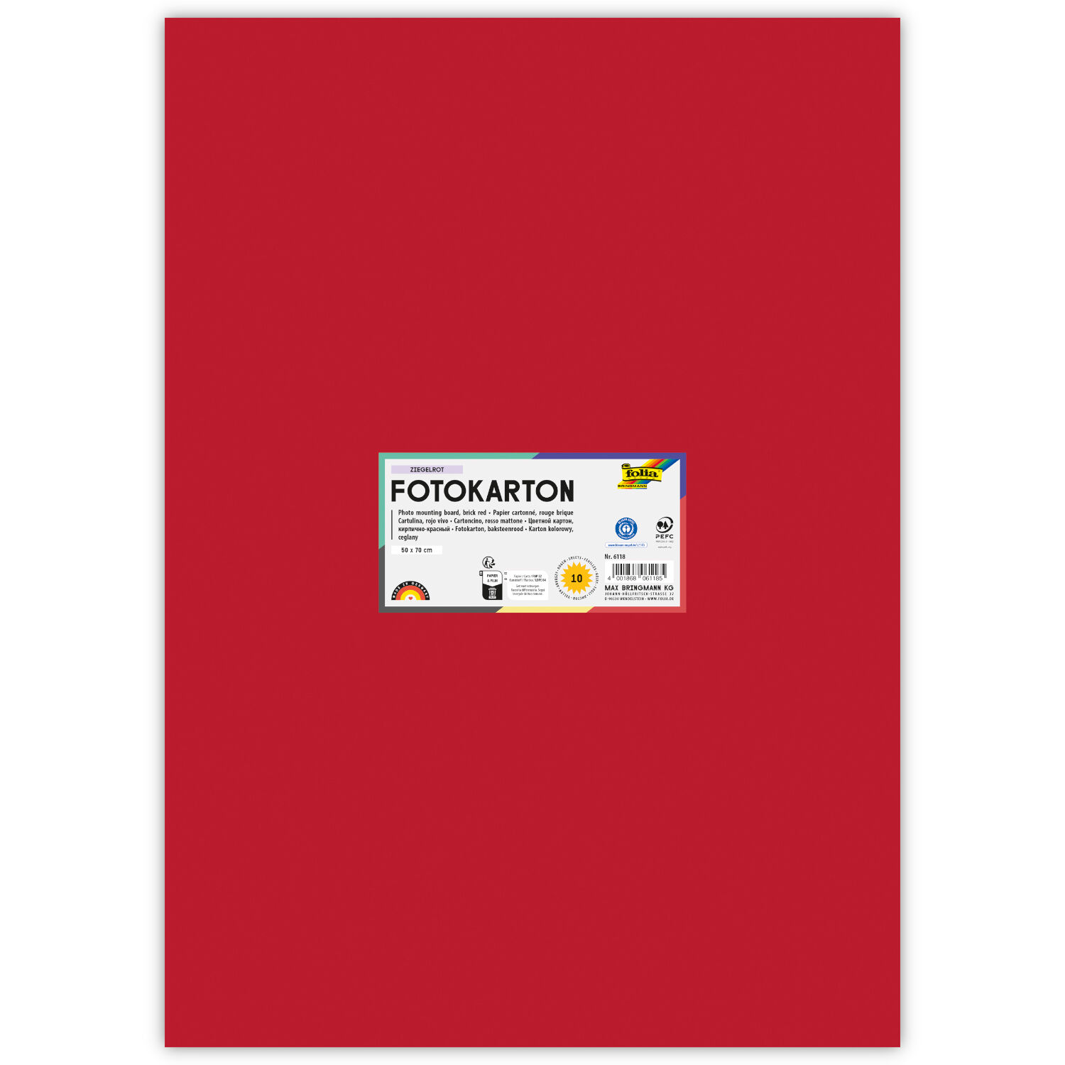 Fotokarton 300g/qm 50x70 cm, Ziegel-Rot, 1 Bogen