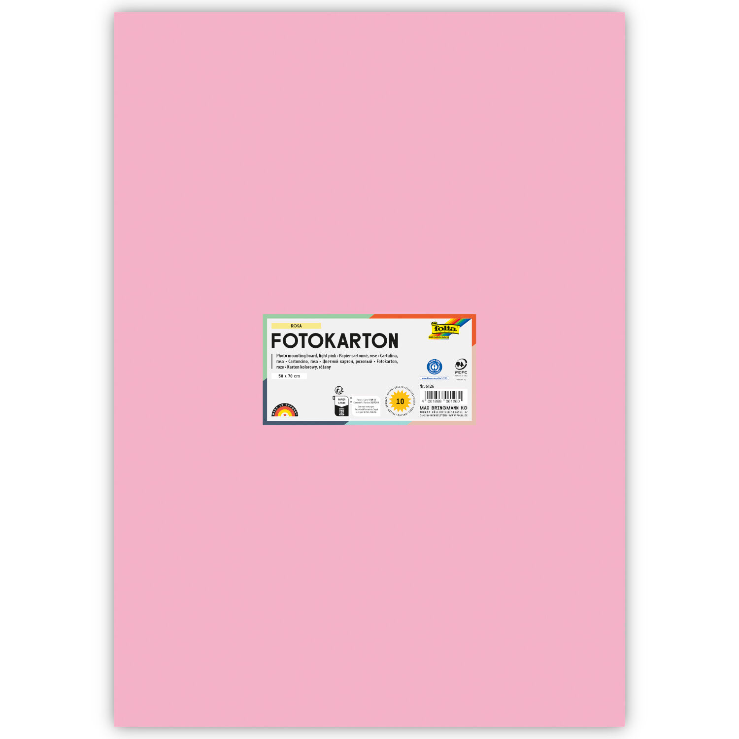 Fotokarton 300g/qm 50x70 cm, Rosa, 1 Bogen