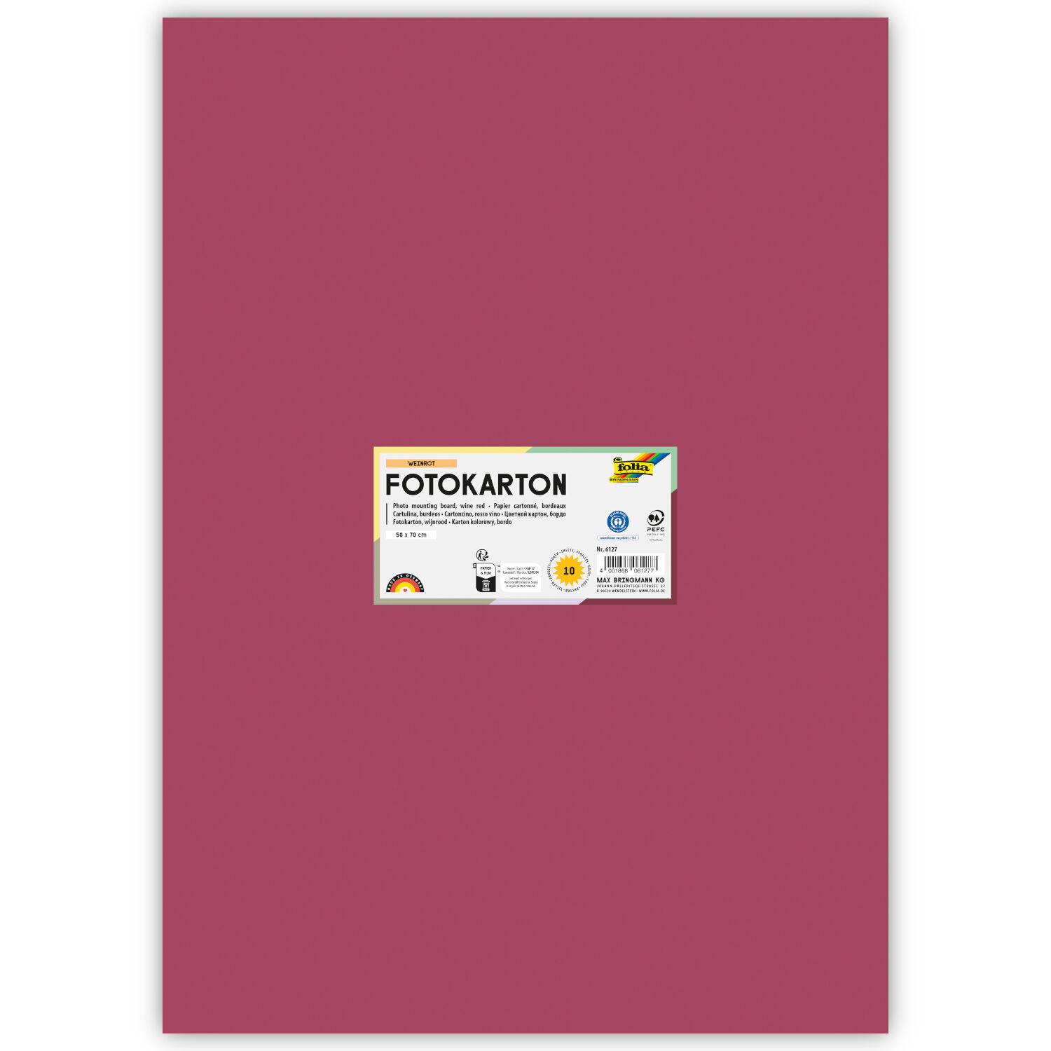 Fotokarton 300g/qm 50x70 cm, Wein-Rot, 1 Bogen