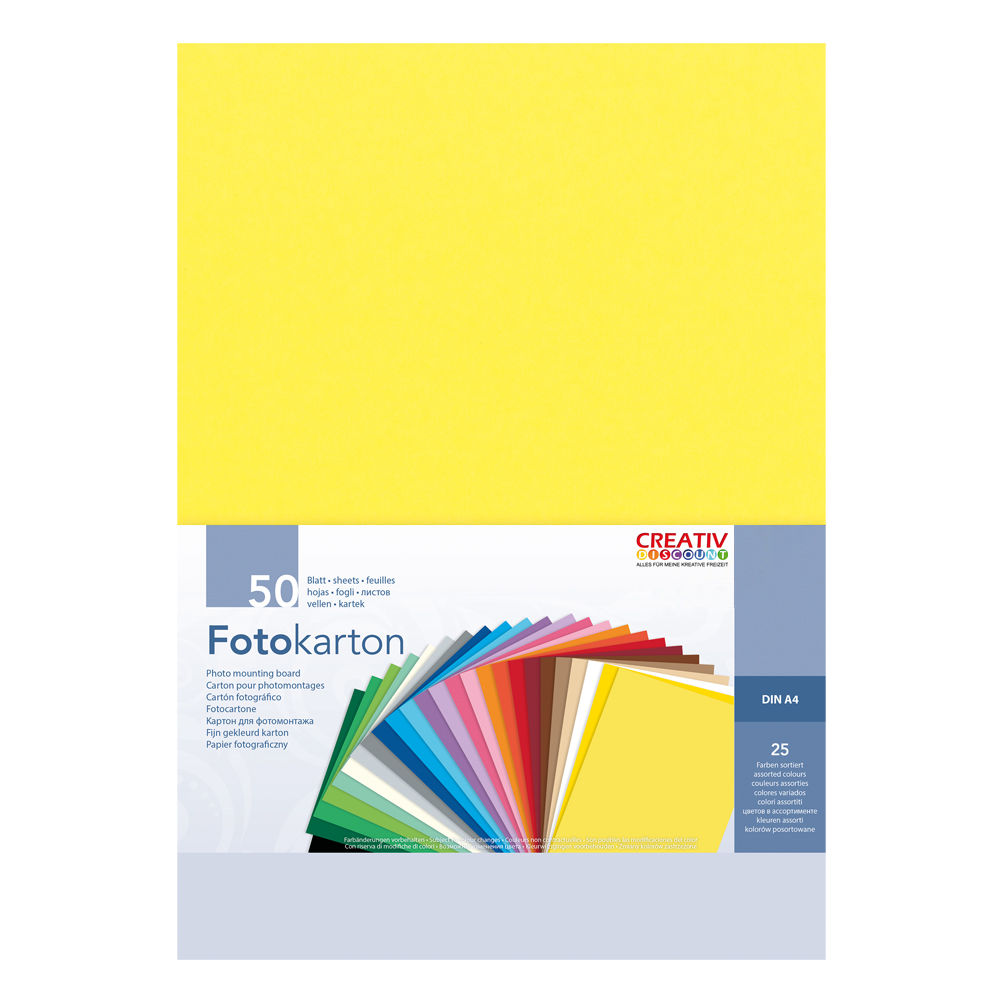 Fotokarton, 50 Bogen, 300 g/qm, DIN A4, 25 Farben