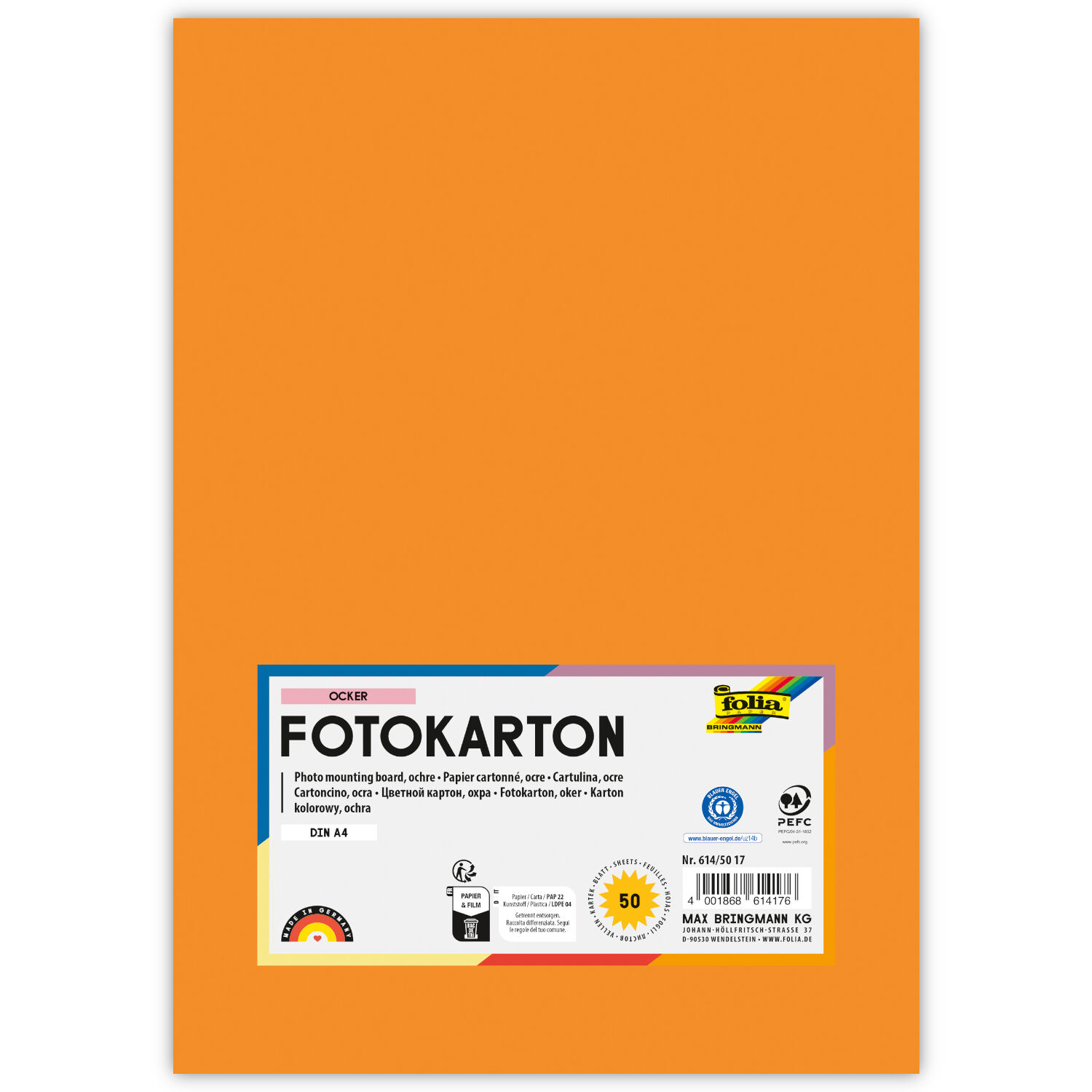 Fotokarton, 50 Bogen, 300 g/qm, DIN A4, Ocker