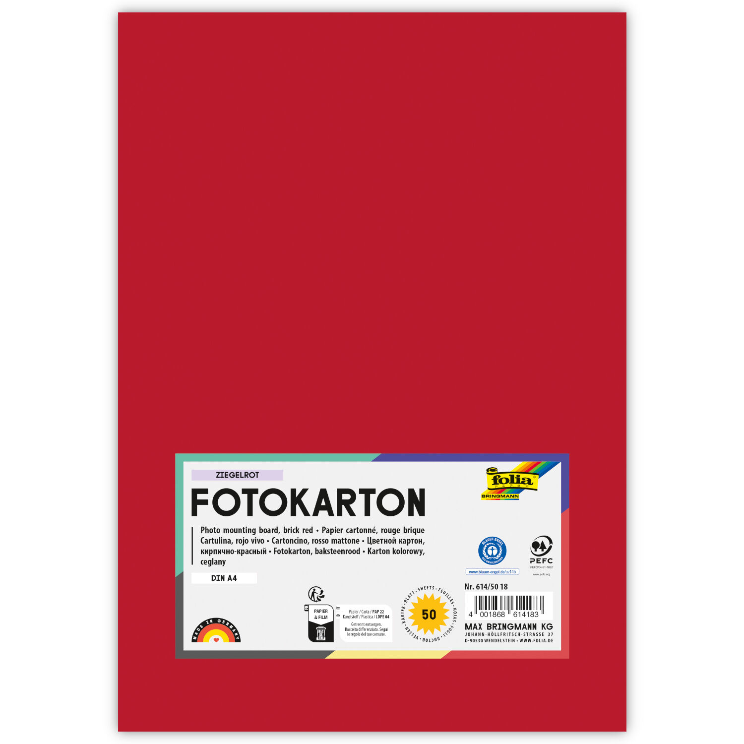 Fotokarton, 50 Bogen, 300 g/qm, DIN A4, Ziegelrot