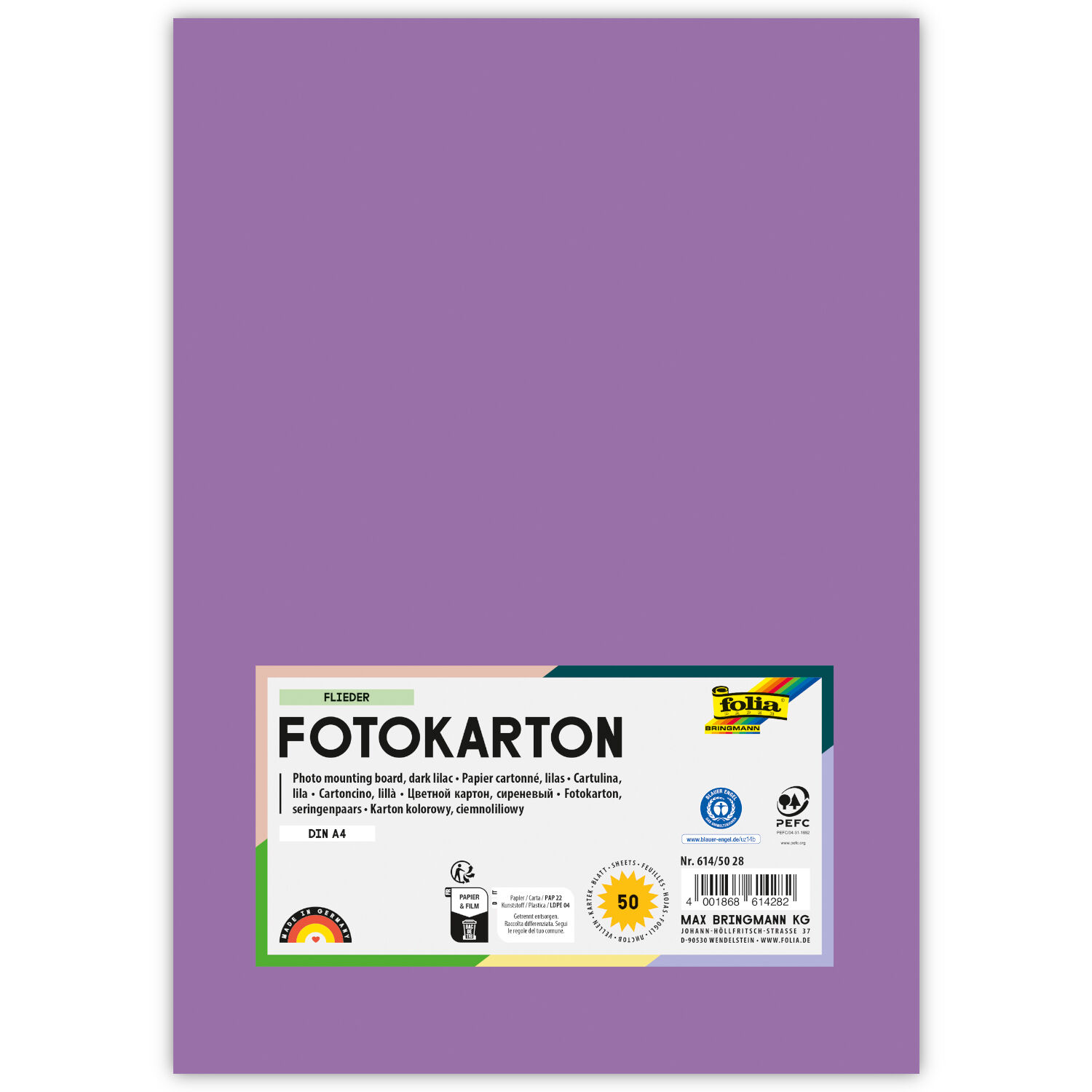 Fotokarton, 50 Bogen, 300 g/qm, DIN A4, Flieder