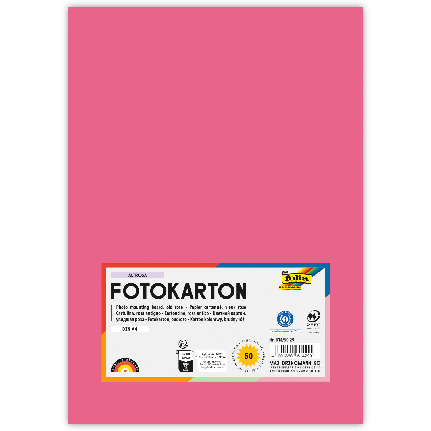 Fotokarton, 50 Bogen, 300 g/qm, DIN A4, Altrosa