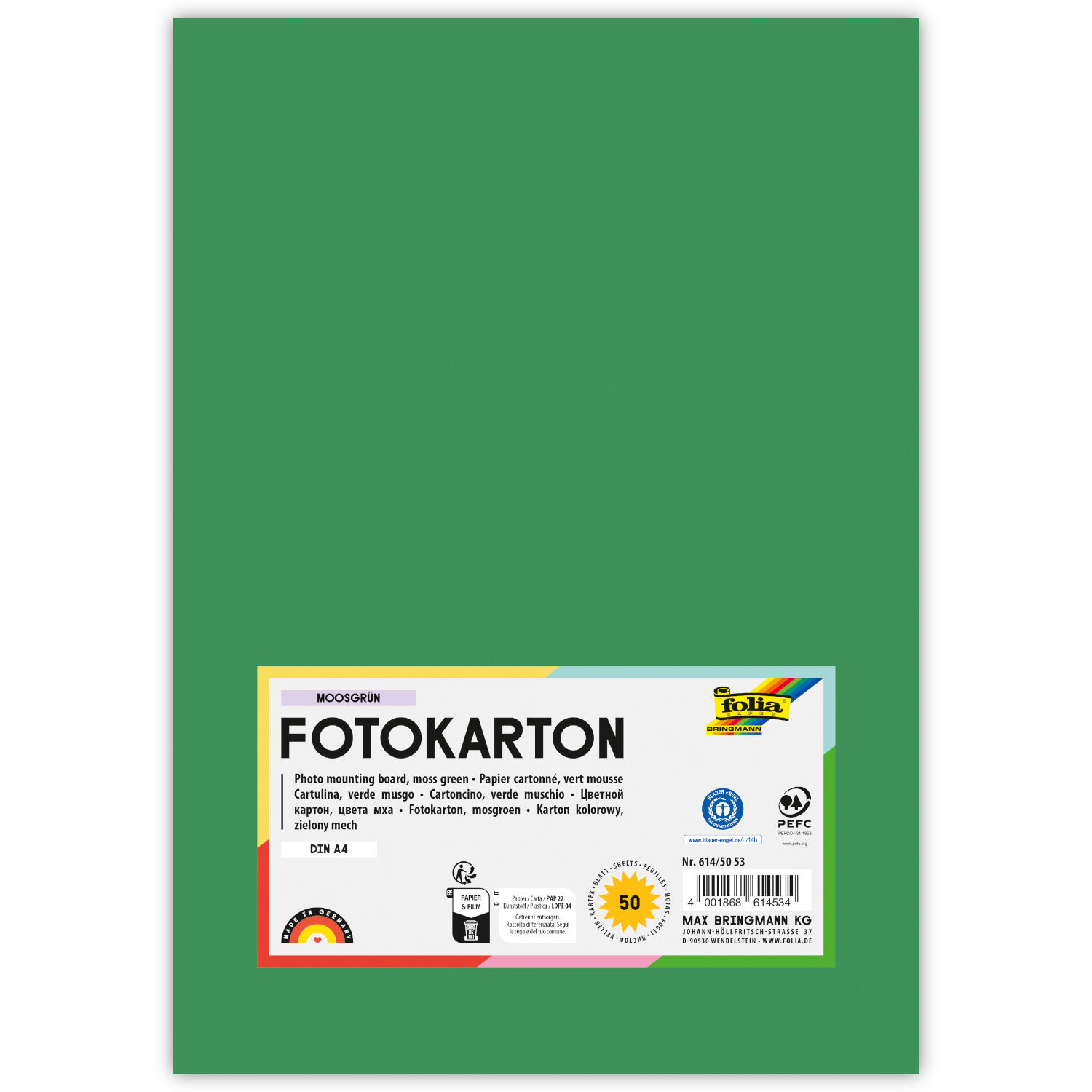 Fotokarton, 50 Bogen, 300 g/qm, DIN A4, Moosgr�n