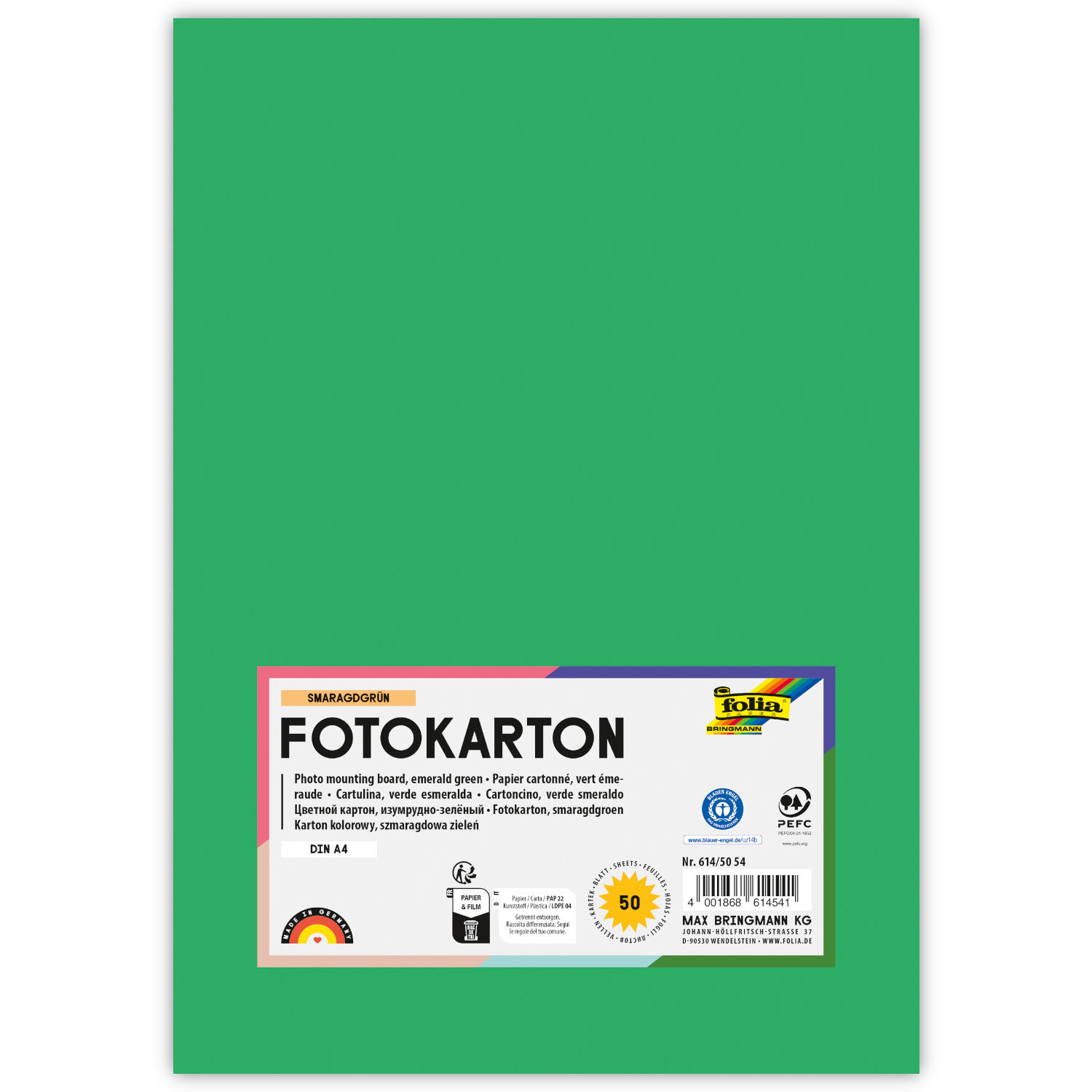 Fotokarton, 50 Bogen, 300 g/qm, DIN A4, Smaragd