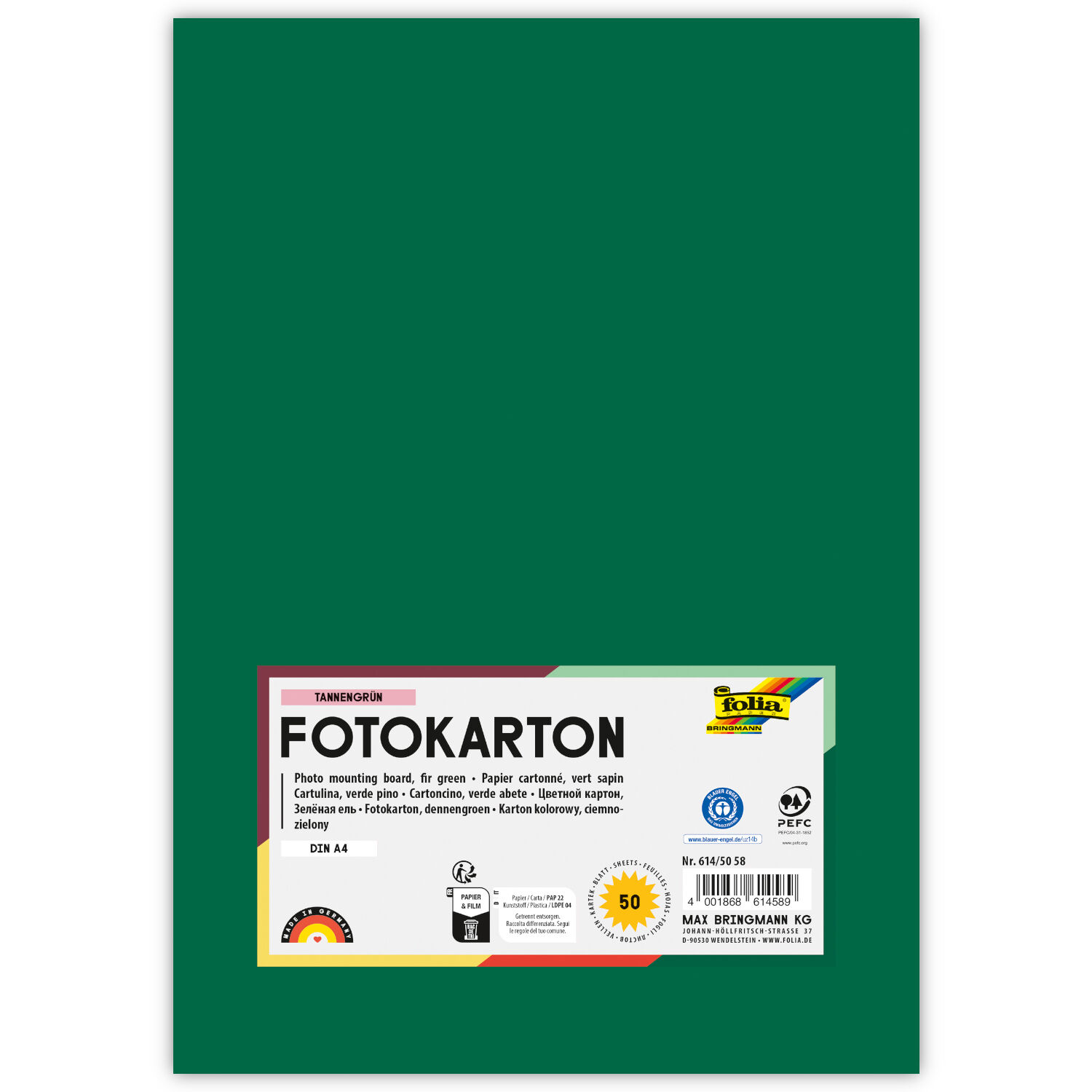 Fotokarton, 50 Bogen, 300 g/qm, DIN A4, Tannengr�n