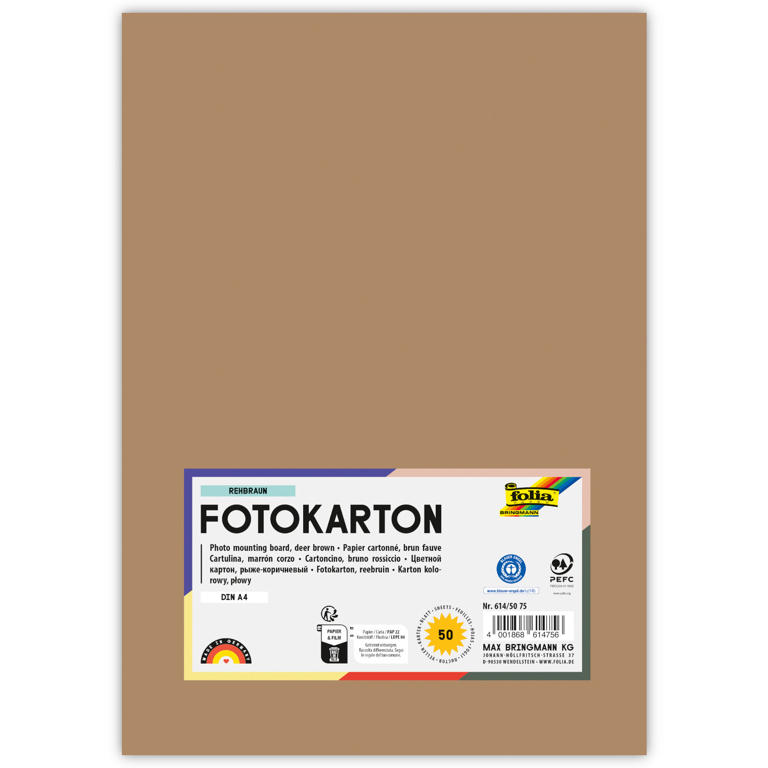 Fotokarton, 50 Bogen, 300 g/qm, DIN A4, Rehbraun