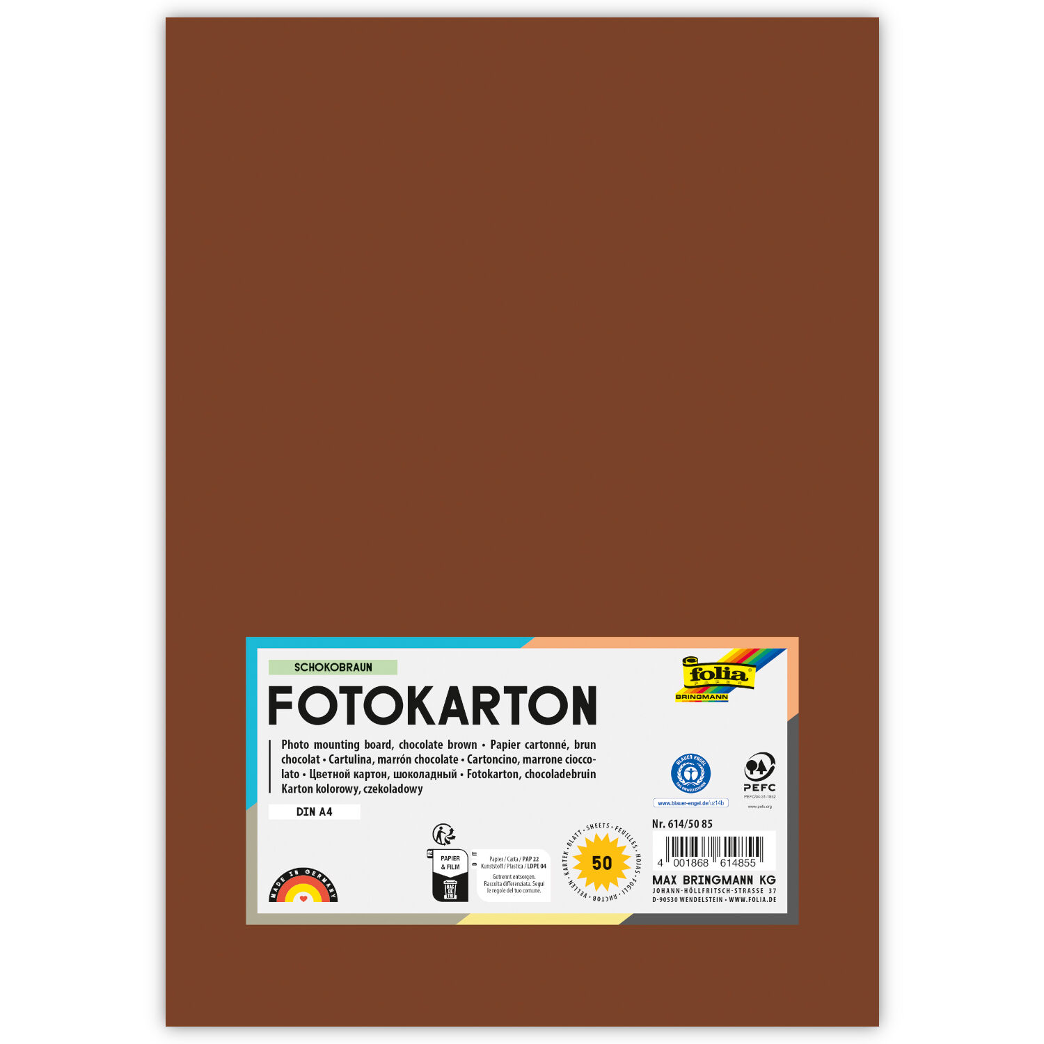 Fotokarton, 50 Bogen, 300 g/qm, DIN A4, Schokobraun