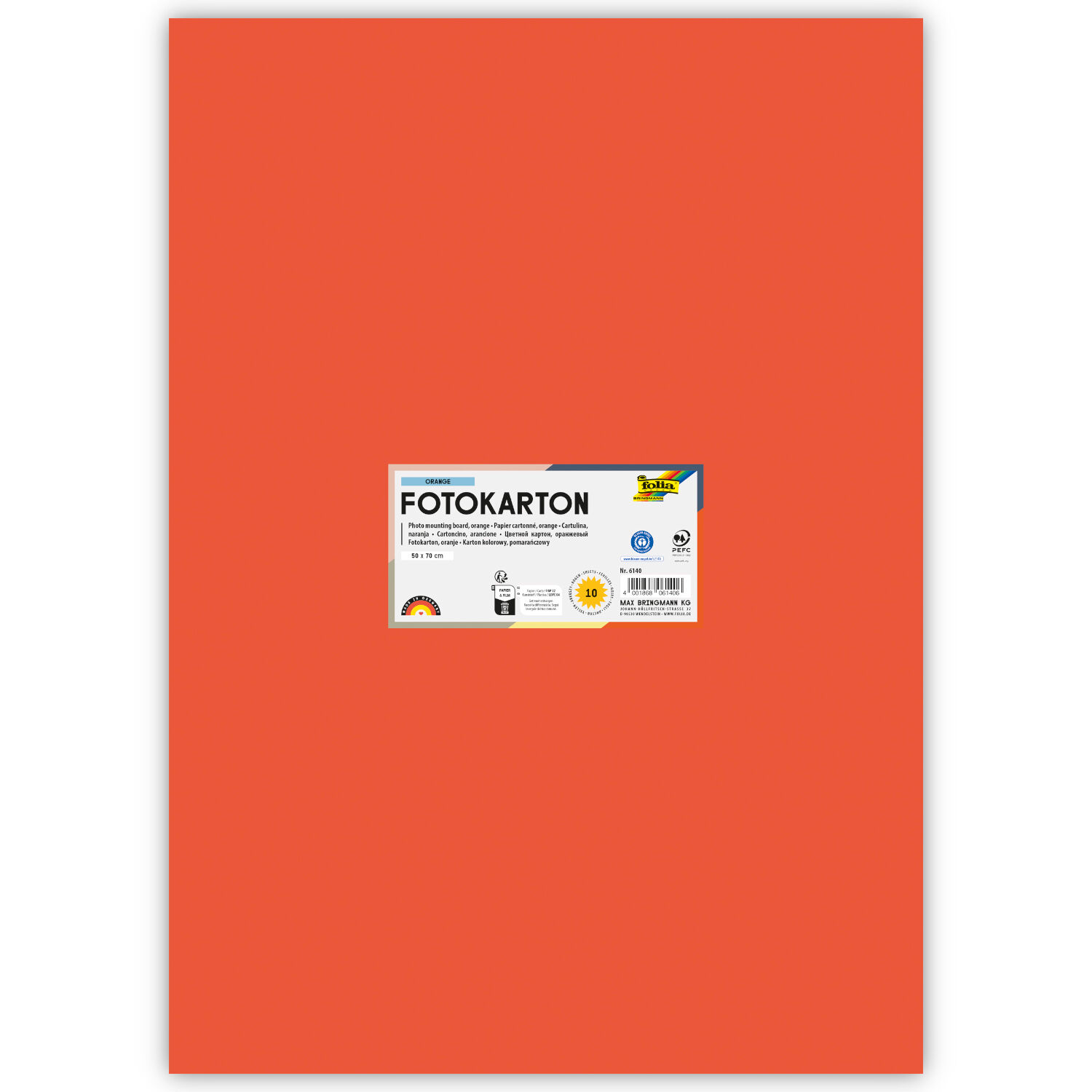 Fotokarton 300g/qm 50x70 cm, Orange, 1 Bogen