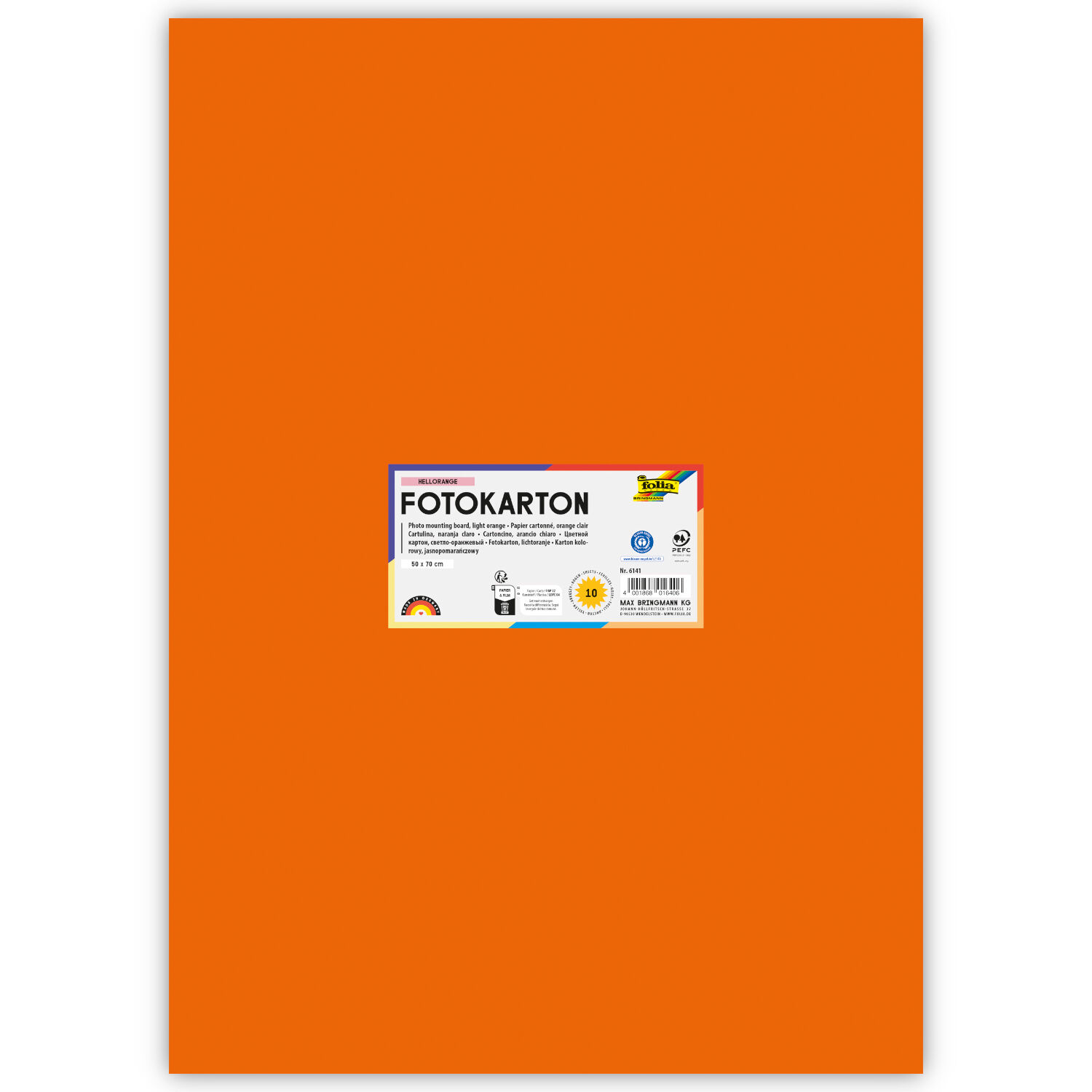 Fotokarton 300g/qm 50x70 cm, Hell-Orange, 1 Bogen