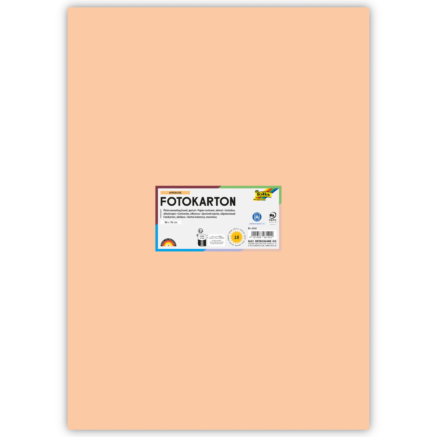 Fotokarton 10 Bogen, 300 g/qm, 50x70 cm, Apricose