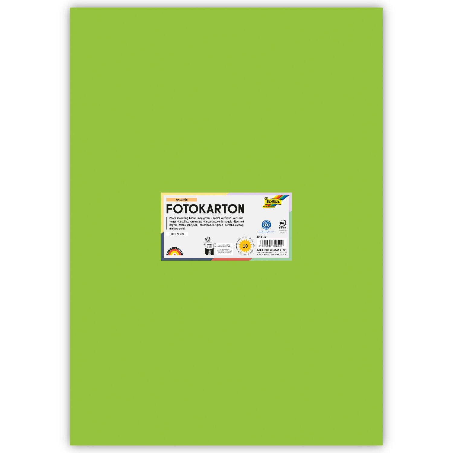 Fotokarton 300g/qm 50x70 cm, Maigr�n, 1 Bogen