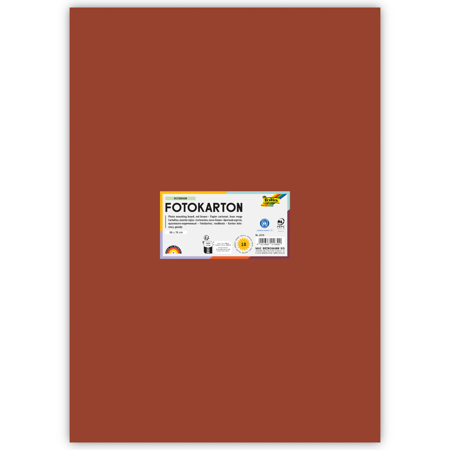 Fotokarton 300g/qm 50x70 cm, Rotbraun, 1 Bogen