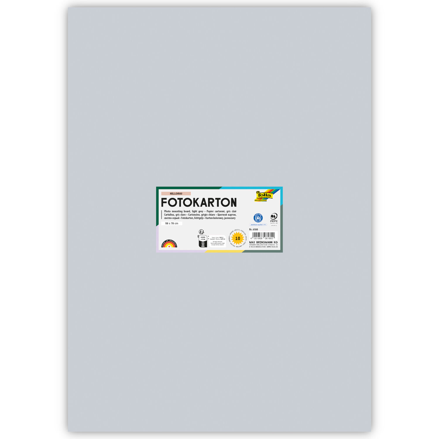 Fotokarton 300g/qm 50x70 cm, Hell-Grau, 1 Bogen