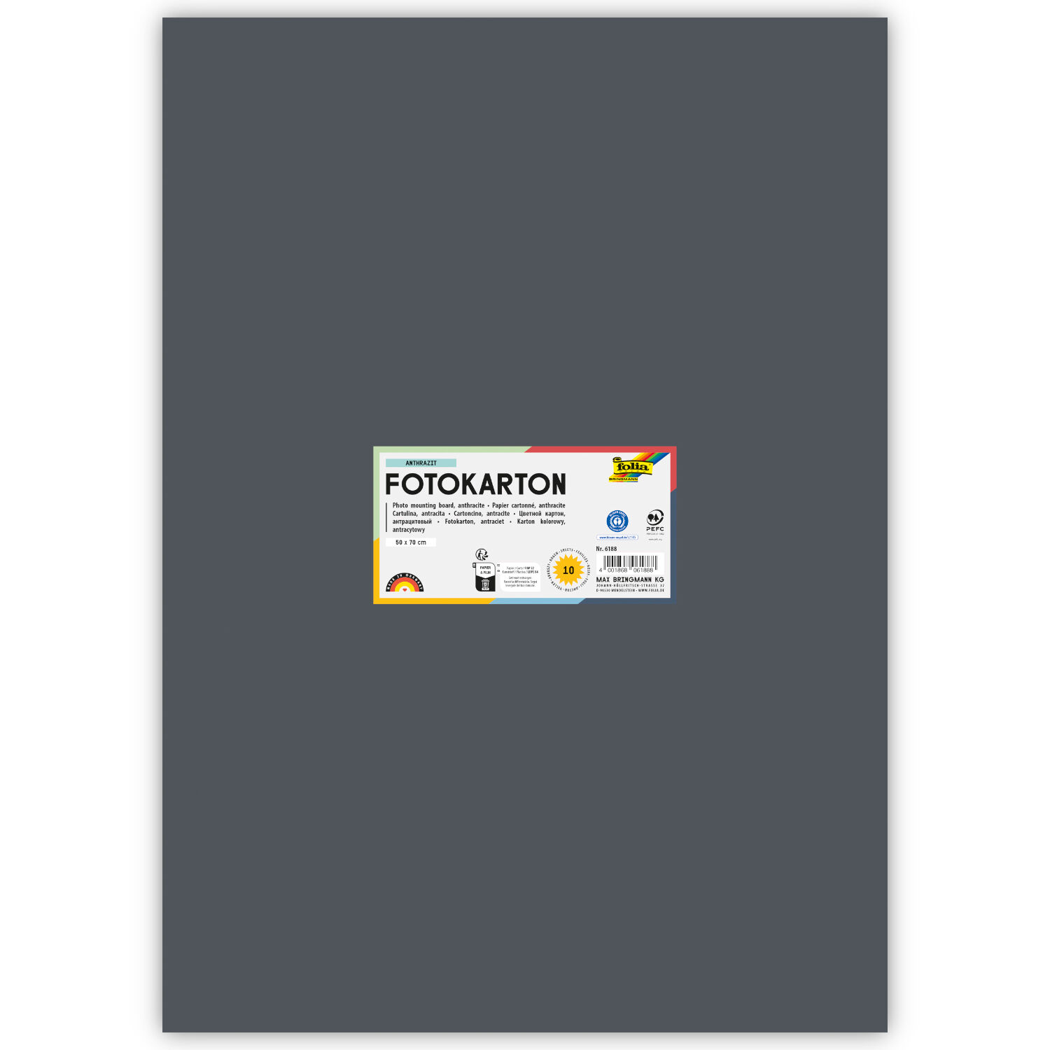 Fotokarton 300g/qm 50x70 cm, Anthrazit, 1 Bogen