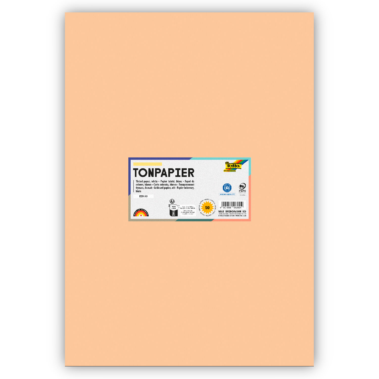 Tonpapier 130g/qm, DIN A3, 50er Pack, Chamois