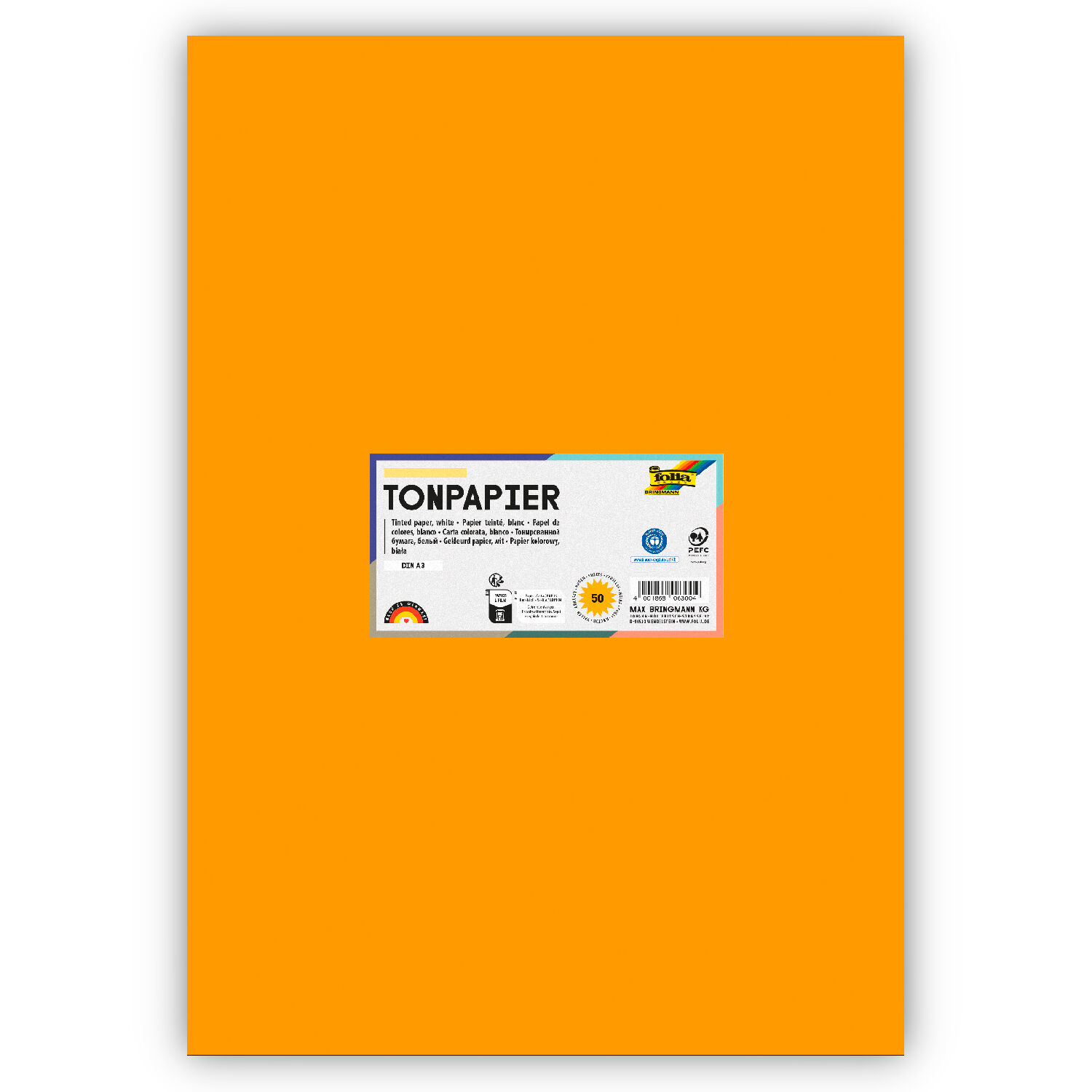 Tonpapier 130g/qm, DIN A3, 50er Pack, Dunkelgelb