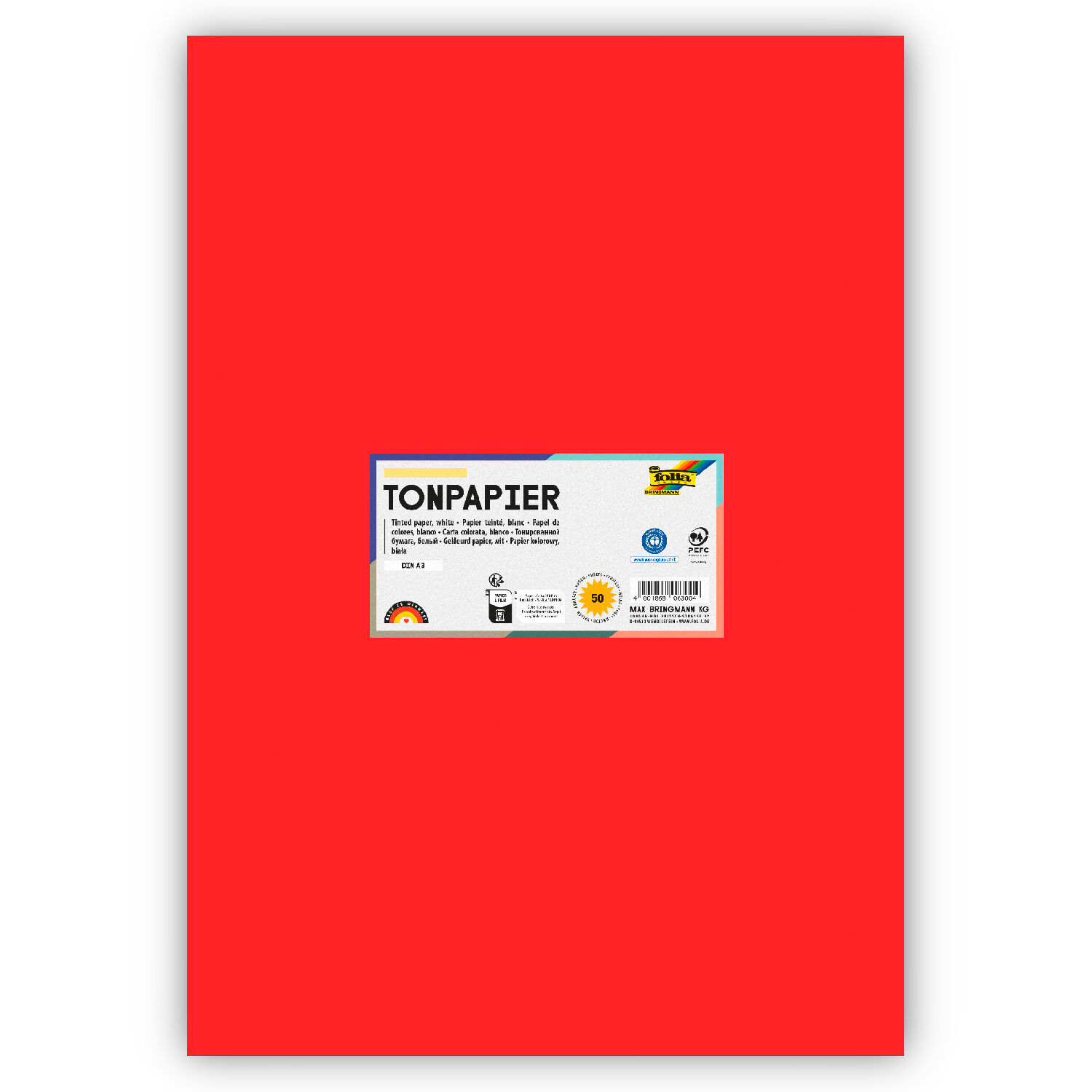 Tonpapier 130g/qm, DIN A3, 50er Pack, Hibiscus